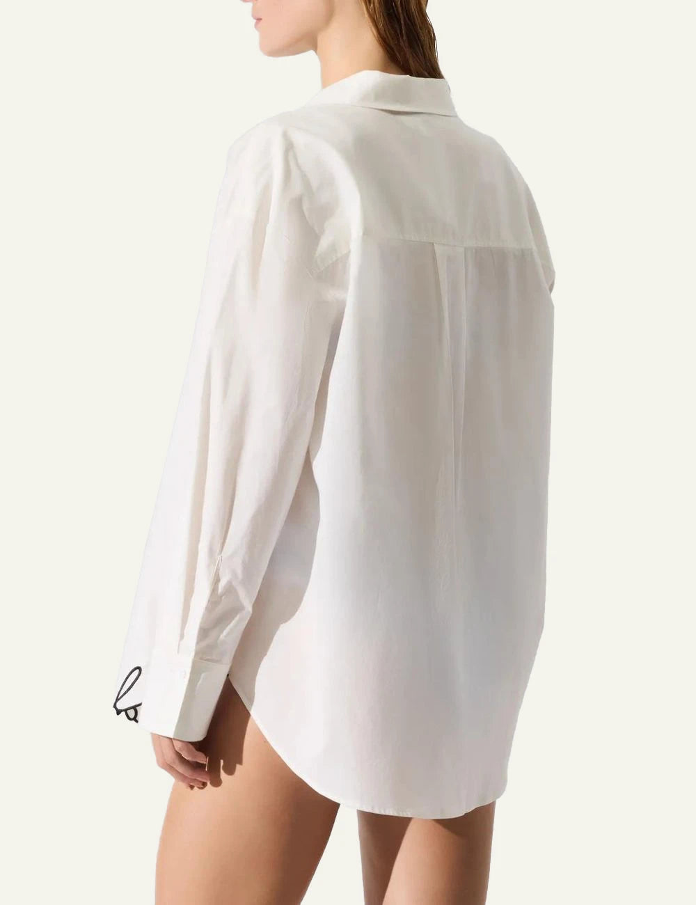 Karl Lagerfeld B2W46034B09 oversized beach shirt cannoli cream button front signature hem back view