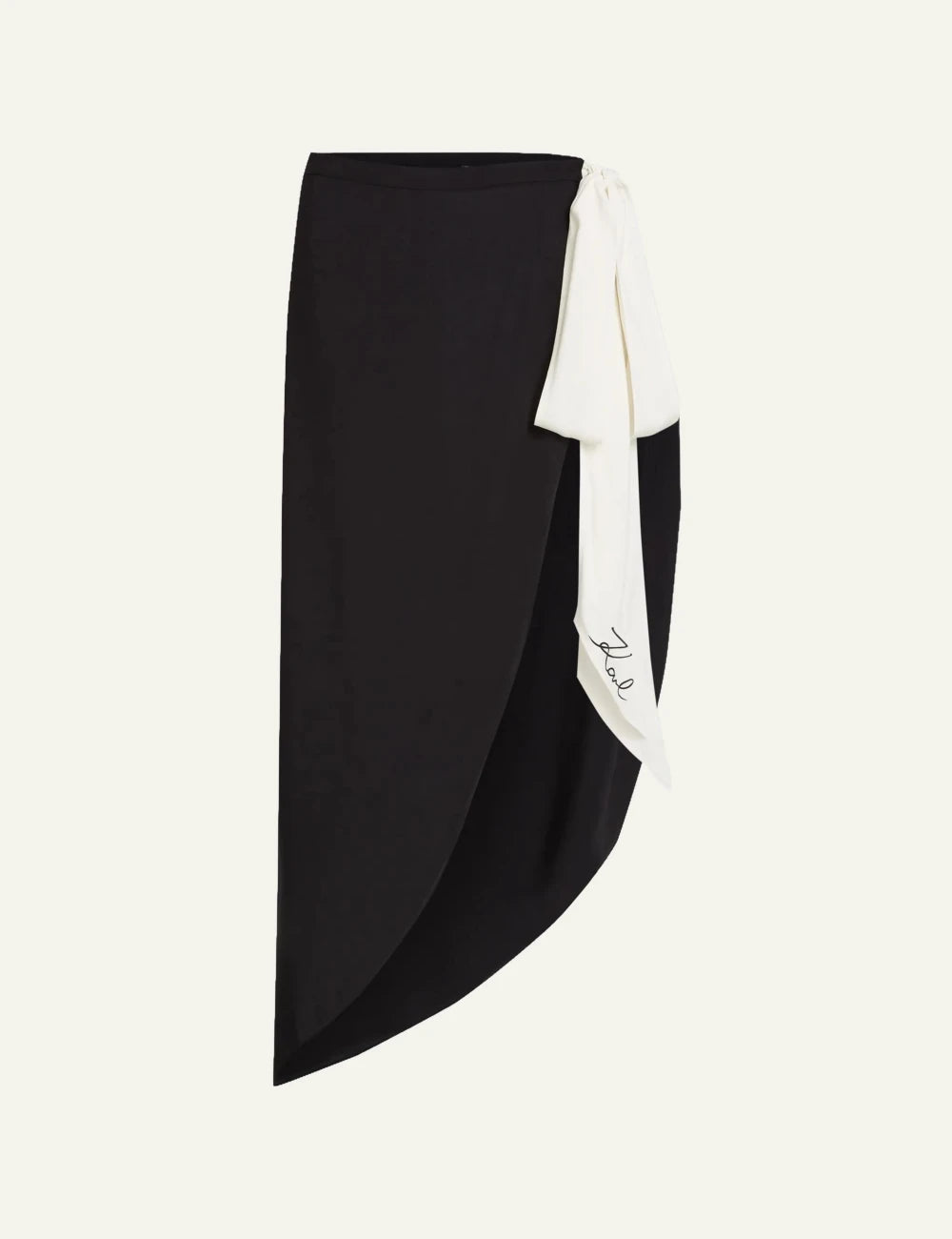 Karl Lagerfeld B2W46035999 pareo skirt black wrap bow detail front view