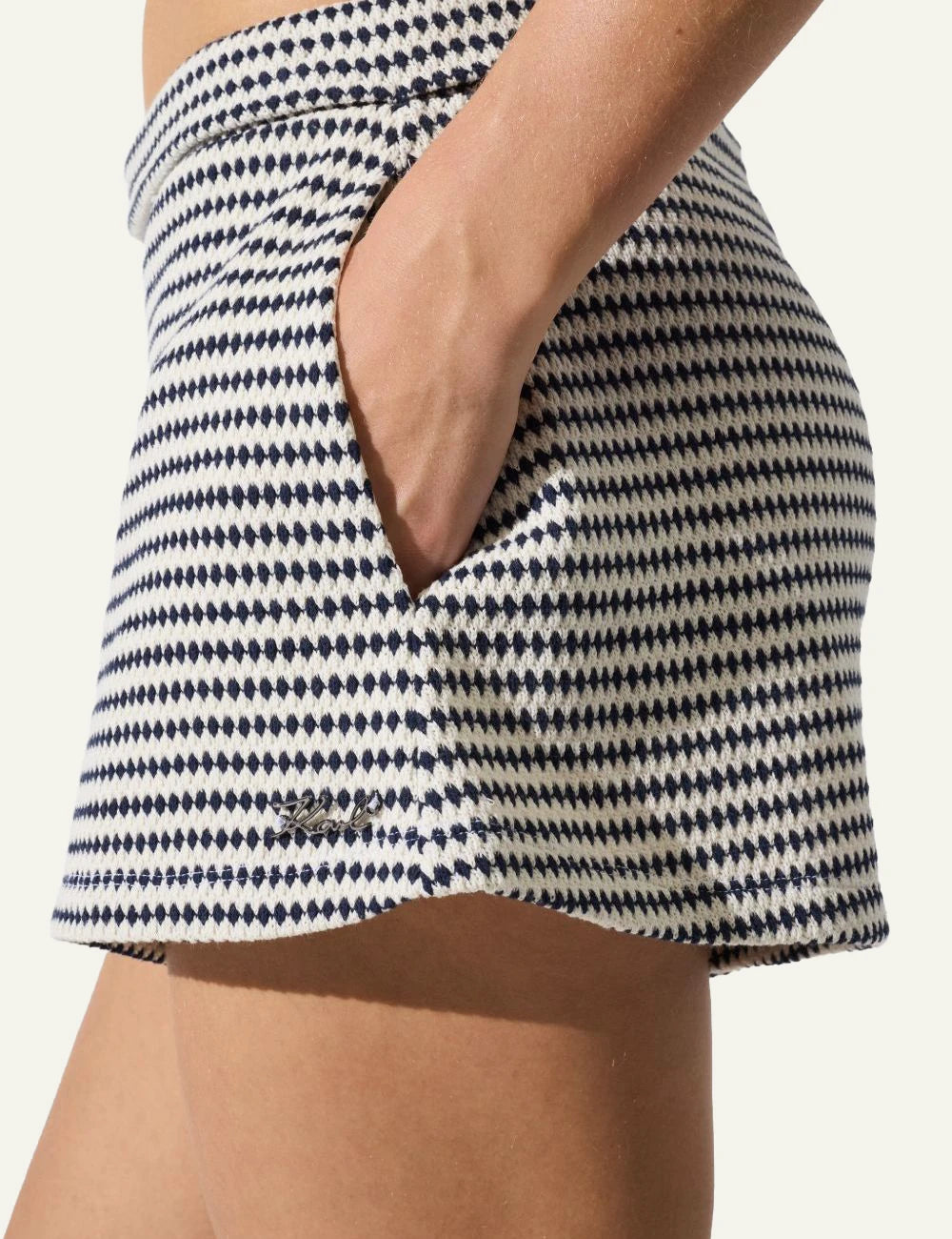 Karl Lagerfeld B2W46059B09 crochet shorts striped cream black side view