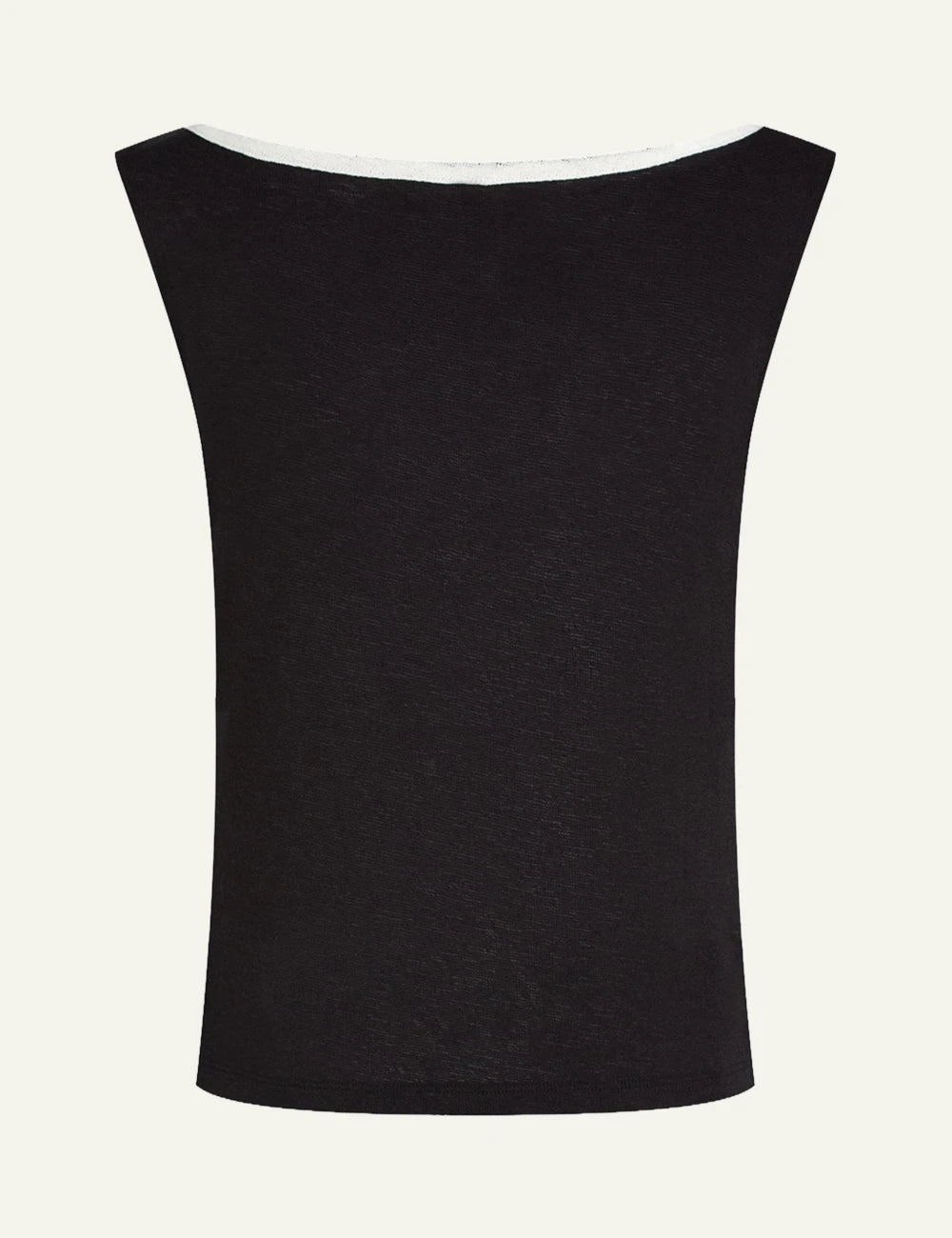 Karl Lagerfeld B2W46084 signature vest top black boat neck side buttons back view