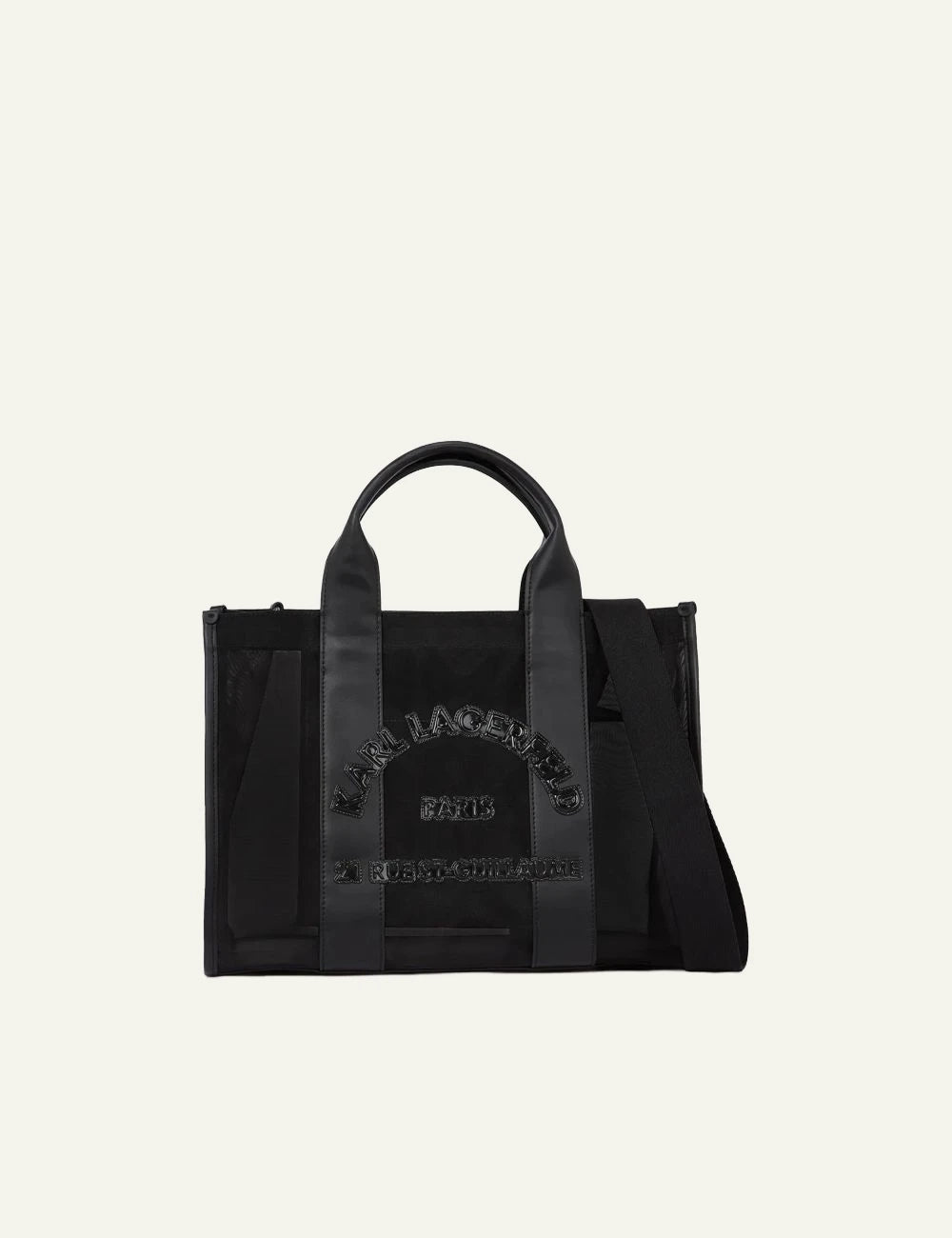 Karl Lagerfeld B2W50006999 square mesh medium tote black logo front