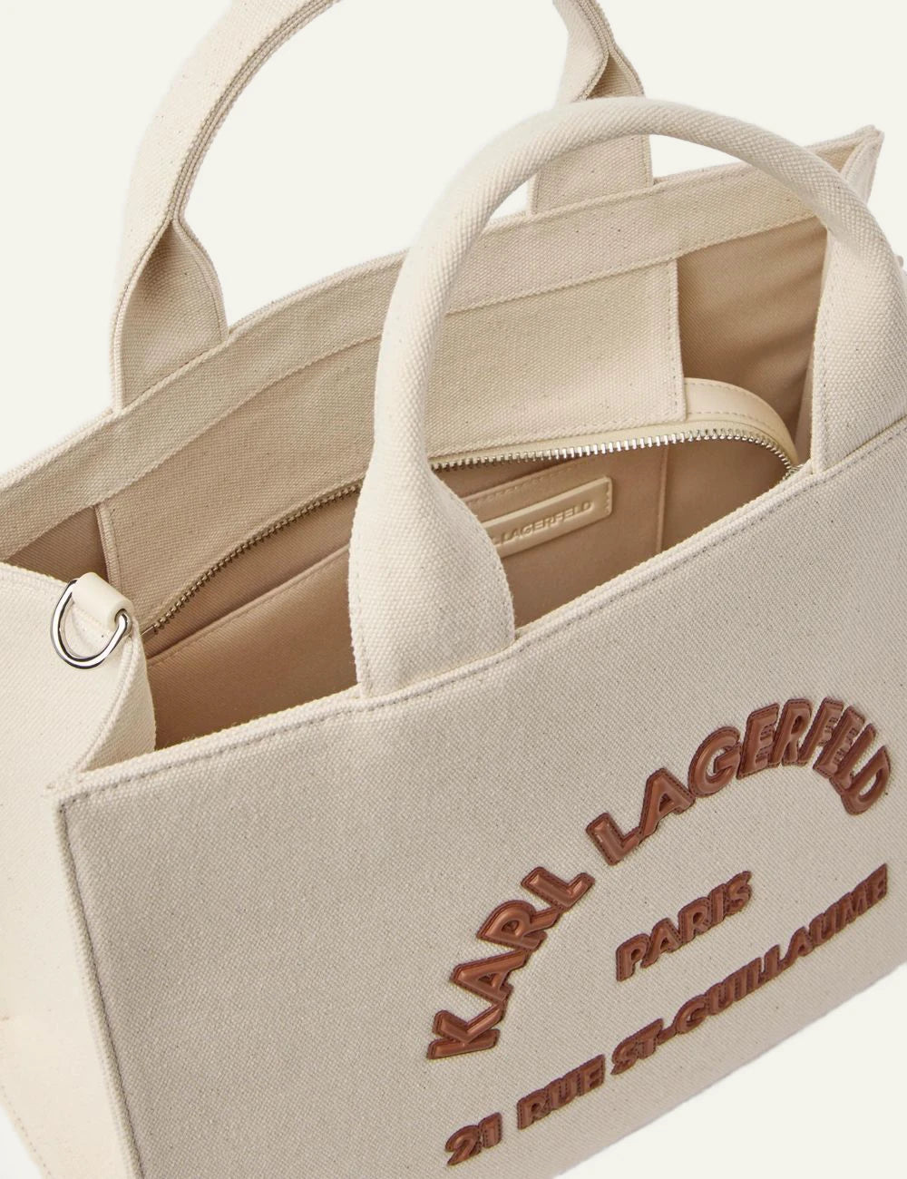 Karl Lagerfeld B2W50010106 square patch medium tote natural Rue St Guillaume logo top