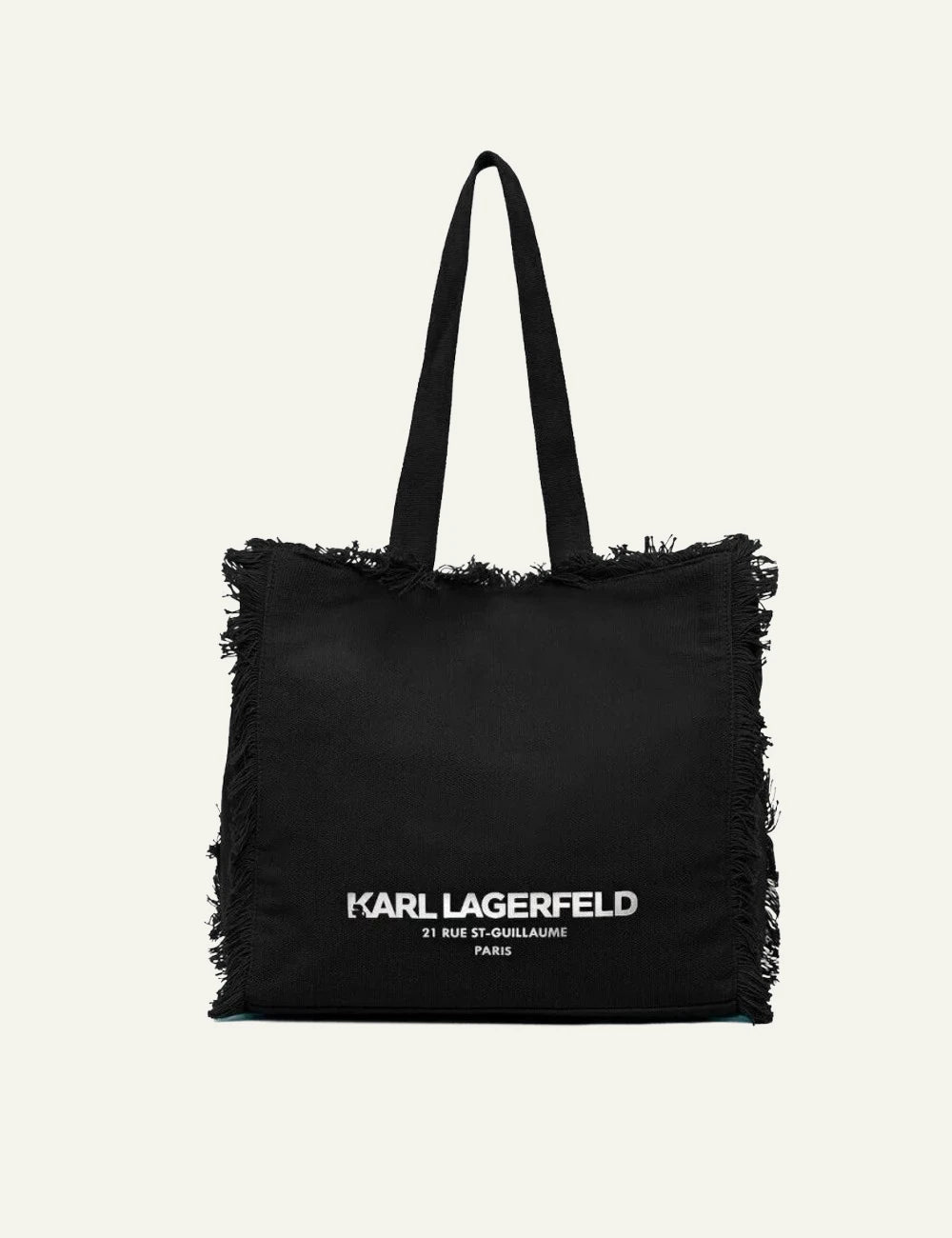 Karl Lagerfeld B2W50021 fringes tote black canvas logo front