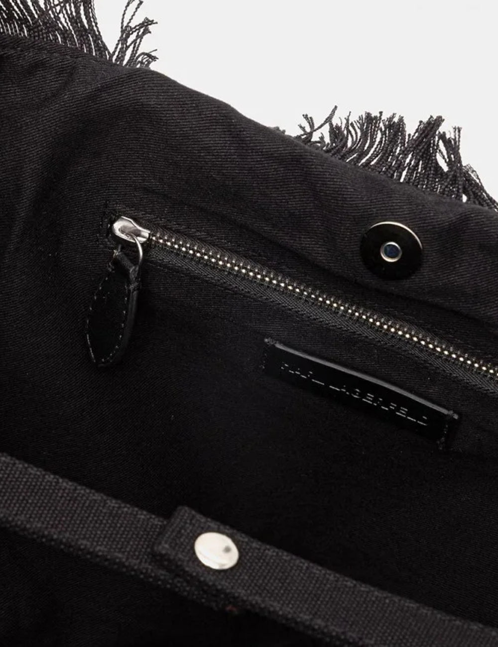 Karl Lagerfeld B2W50021 fringes tote black canvas logo top