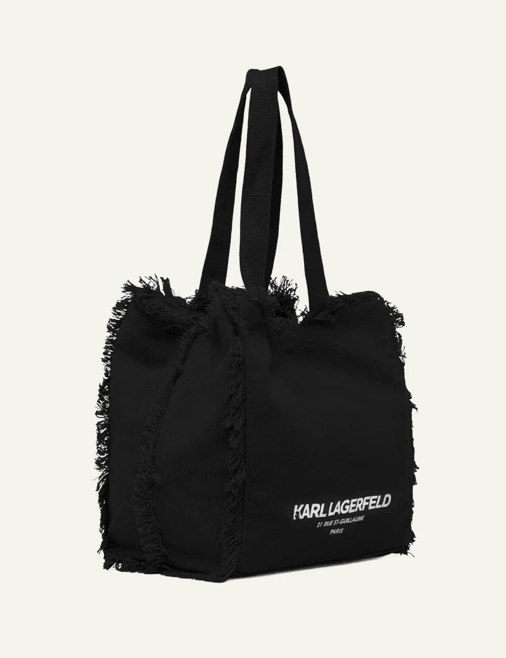 Karl Lagerfeld B2W50021 fringes tote black canvas logo side
