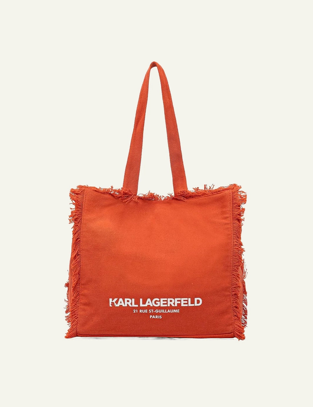 Karl Lagerfeld B2W50021 fringes tote grapefruit orange canvas logo front
