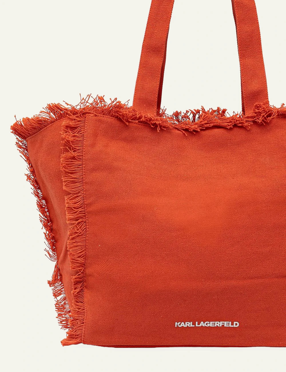 Karl Lagerfeld B2W50021 fringes tote grapefruit orange canvas logo back