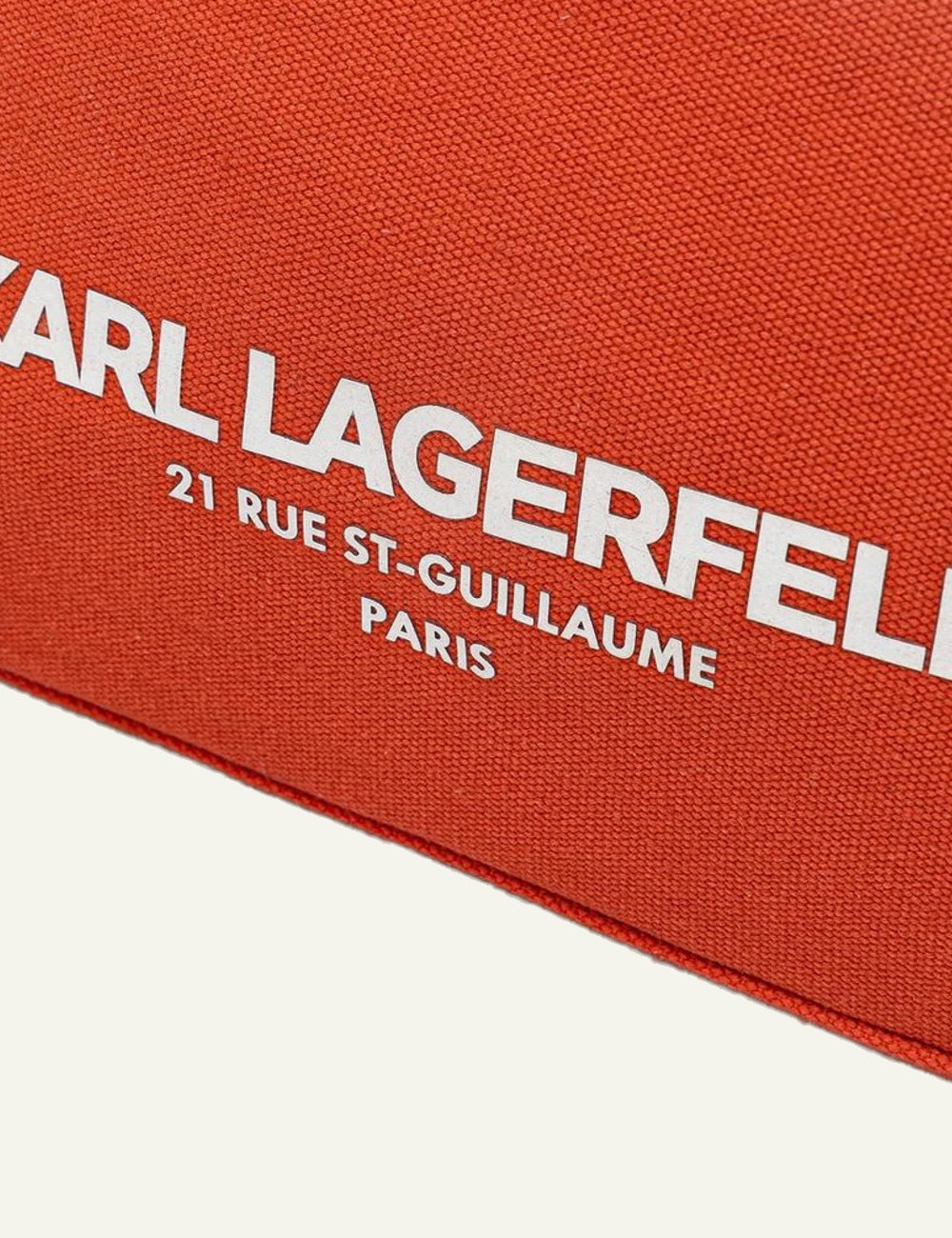 Karl Lagerfeld B2W50021 fringes tote grapefruit orange canvas logo detail