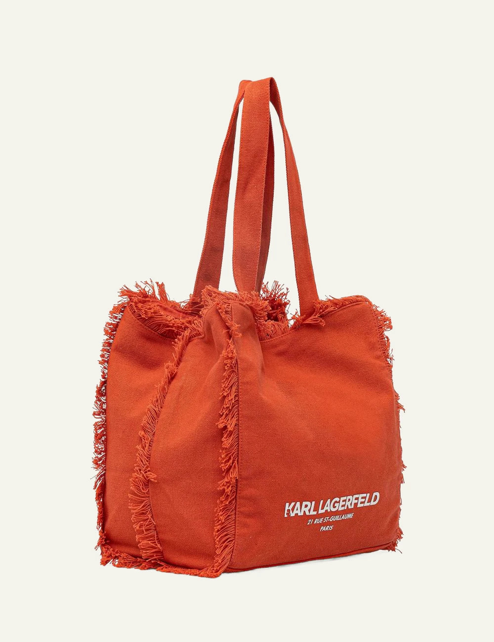 Karl Lagerfeld B2W50021 fringes tote grapefruit orange canvas logo side
