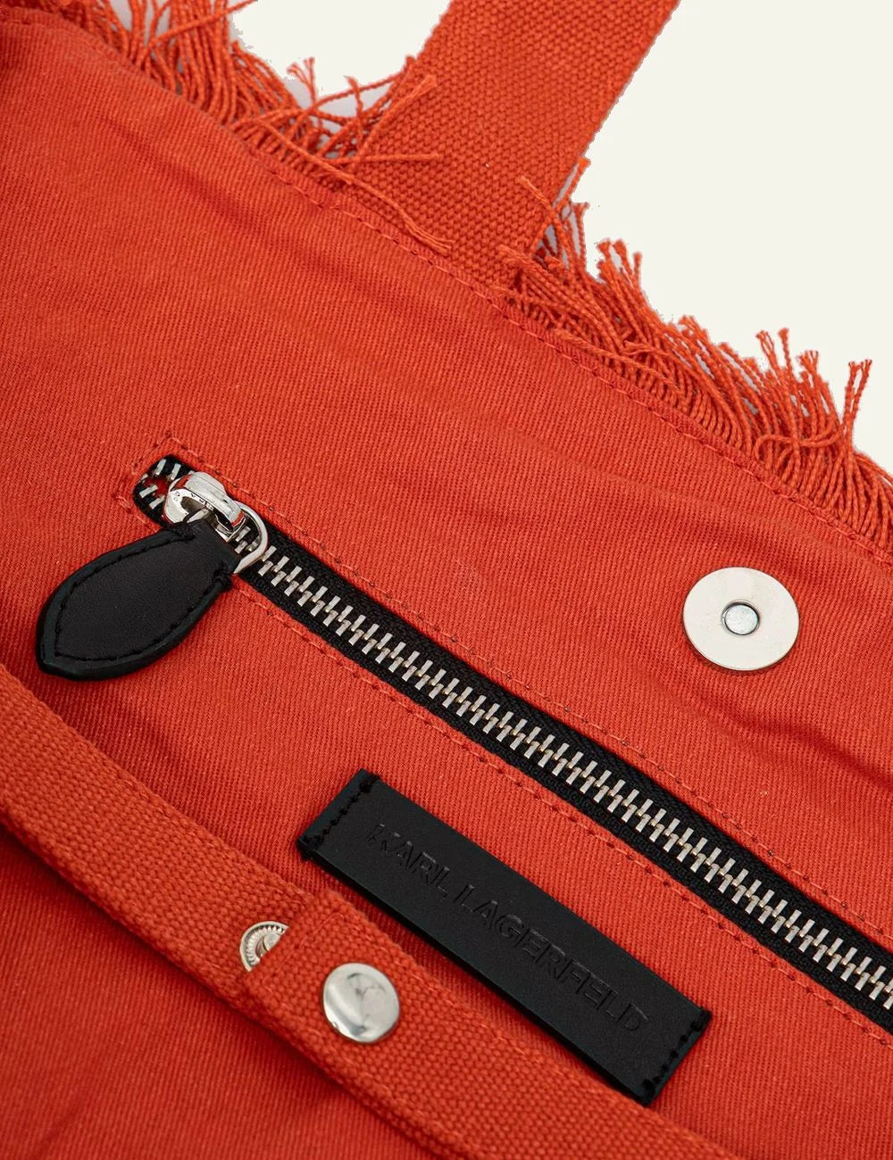 Karl Lagerfeld B2W50021 fringes tote grapefruit orange canvas top