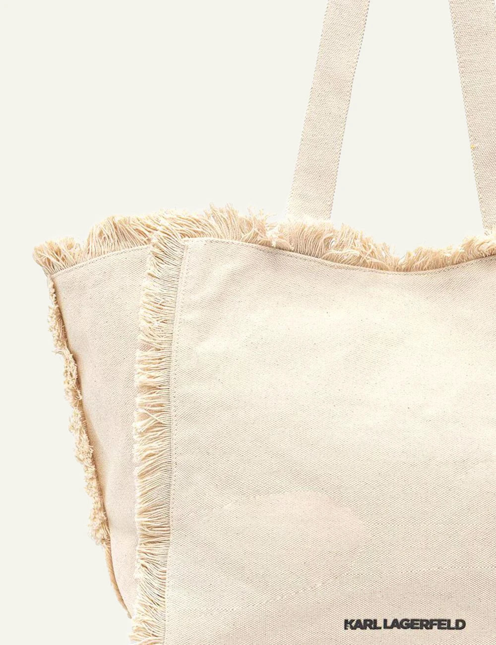 Karl Lagerfeld B2W50021 fringes tote natural beige canvas logo back