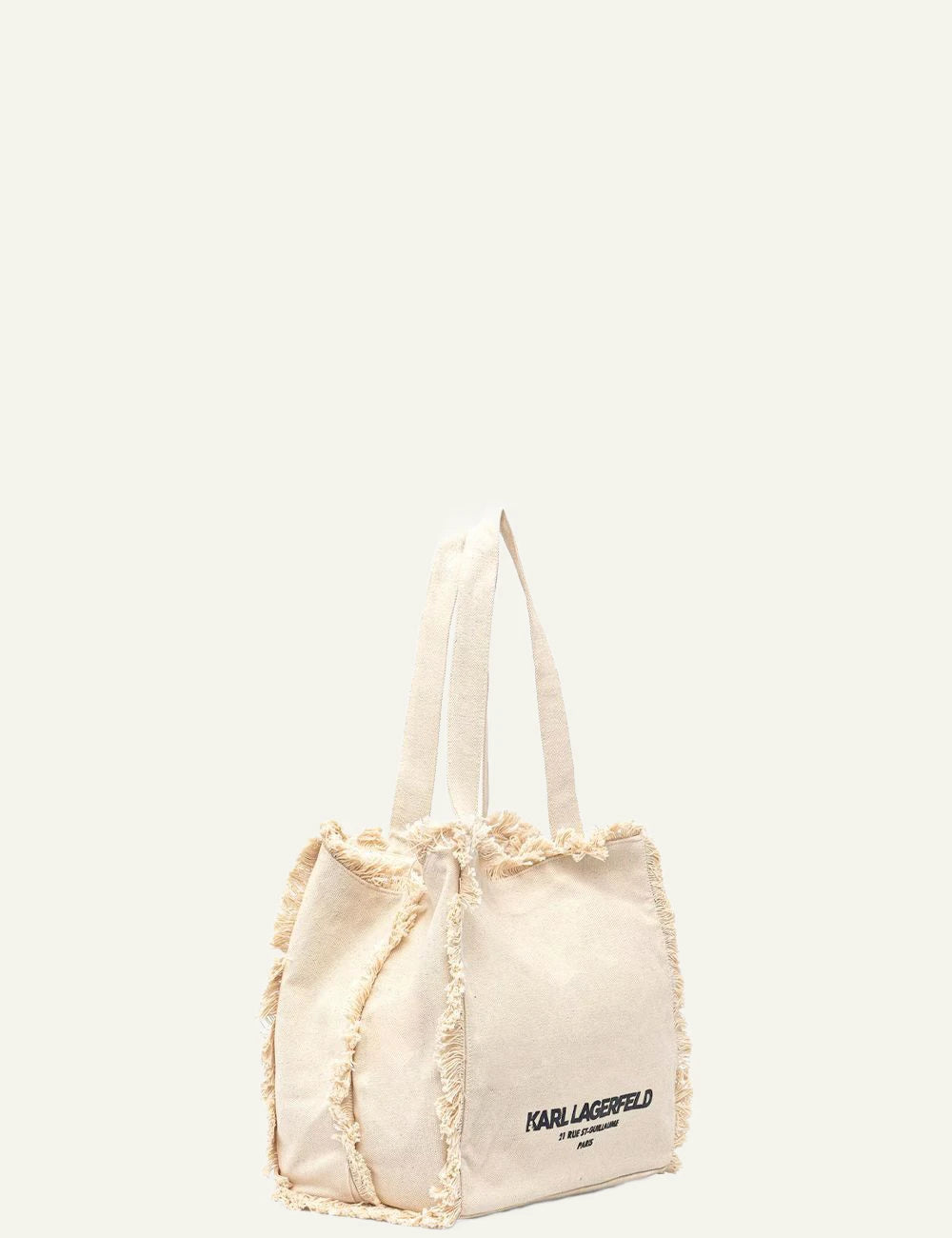 Karl Lagerfeld B2W50021 fringes tote natural beige canvas logo side