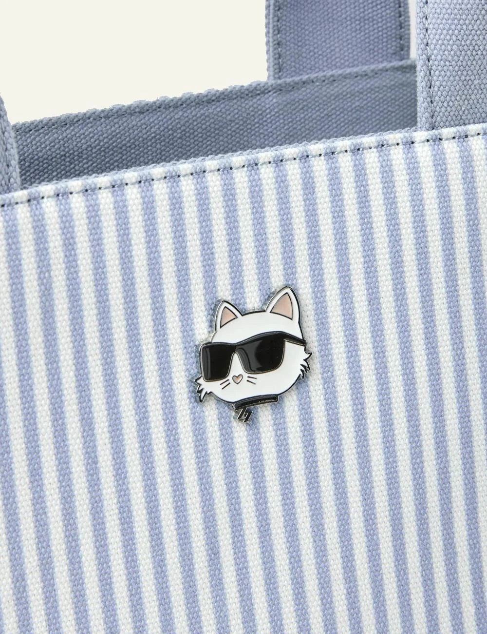 Karl Lagerfeld B2W50028 Ikon Choupette stripe tote blue white front logo