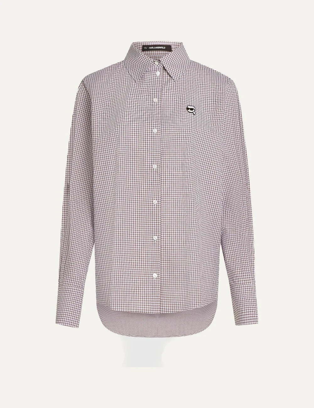 Karl Lagerfeld women's white and burgundy checked long sleeve shirt
