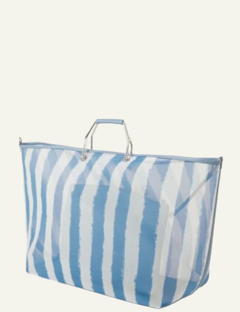 Karl Lagerfeld beach tote blue white striped transparent bag pouch inside side view