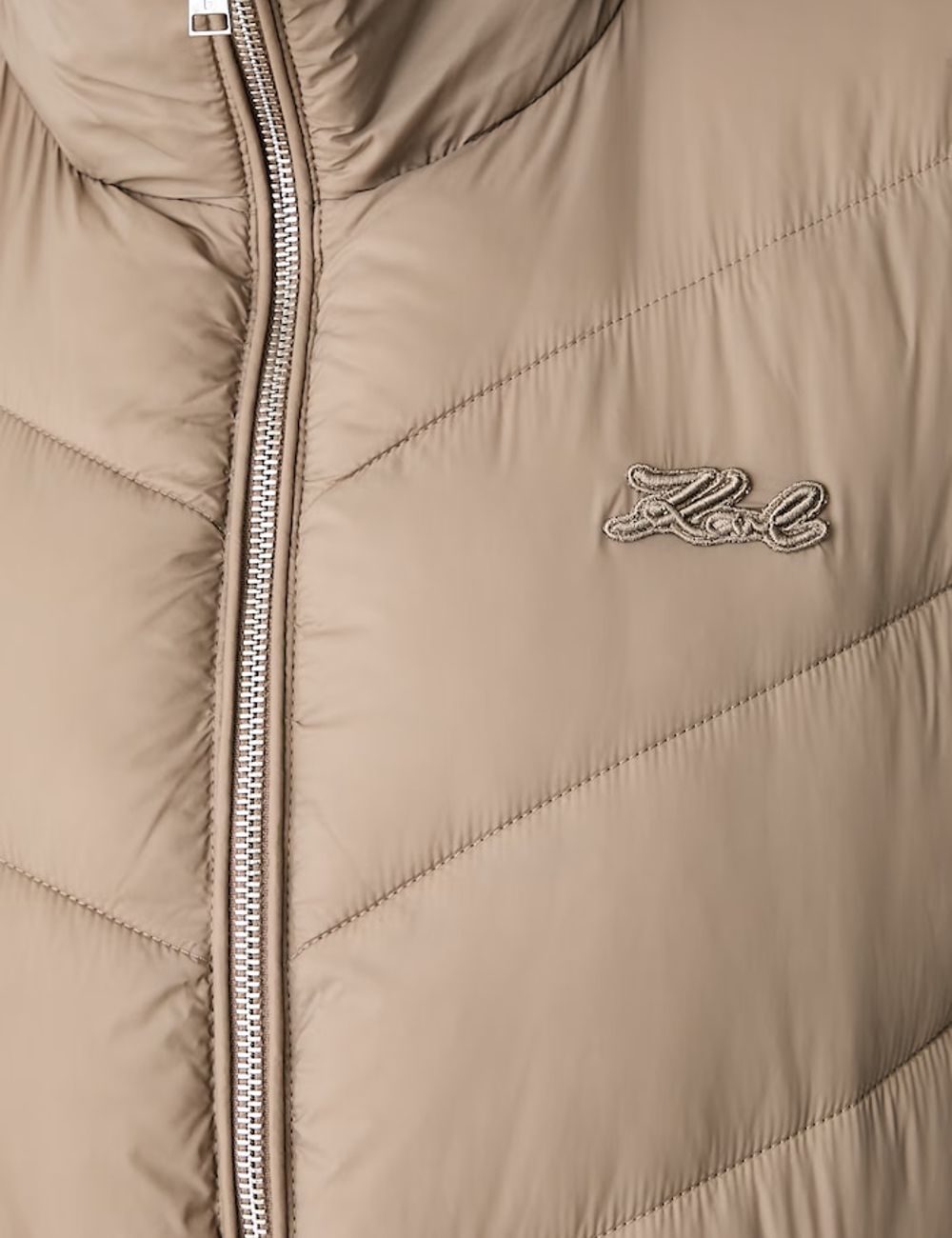 Karl Lagerfeld beige quilted padded vest with signature embroidery logo