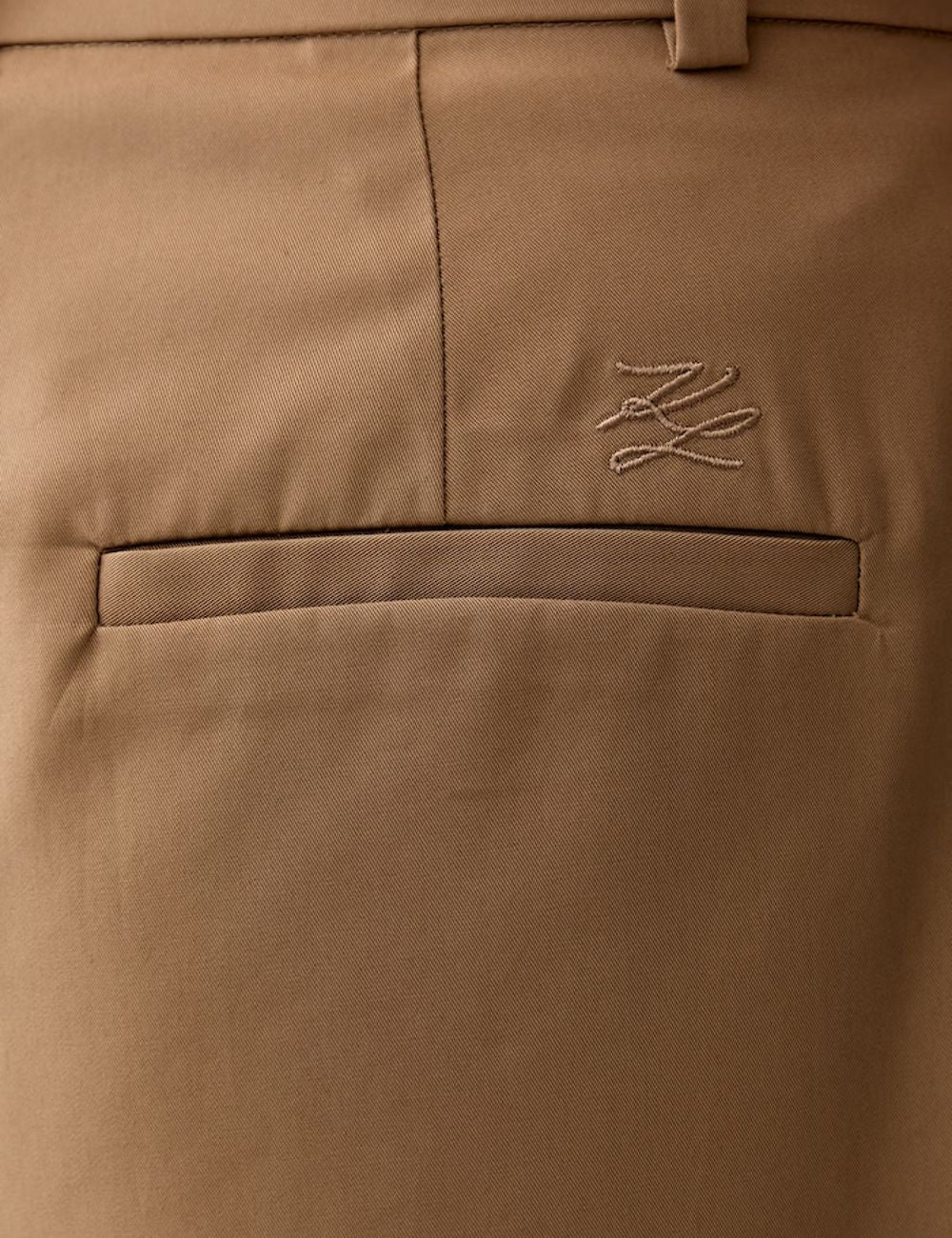 Karl Lagerfeld beige wide leg cotton trousers with high waist and waist tie back detail