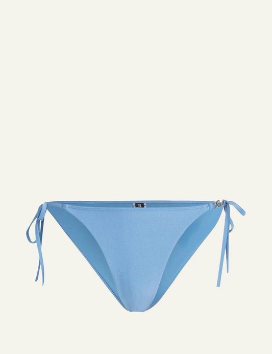 Karl Lagerfeld bikini bottom blue self tie cheeky cut front flat view