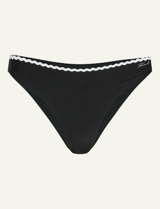 Karl Lagerfeld bikini brief black me scallop trim front flat view
