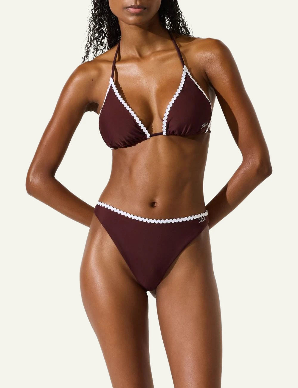 Karl Lagerfeld bikini brief fudge me scallop trim front model view