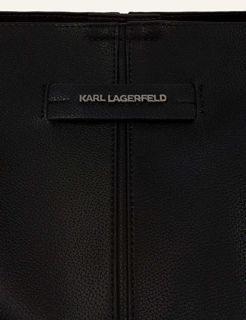 Karl Lagerfeld black faux leather tote bag with double shoulder straps and subtle logo detail