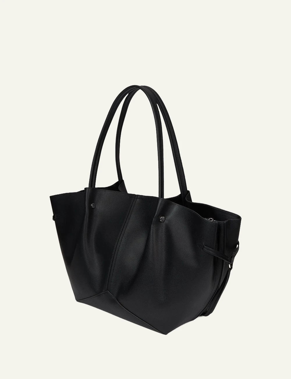 Karl Lagerfeld black faux leather tote bag with double shoulder straps and subtle logo side