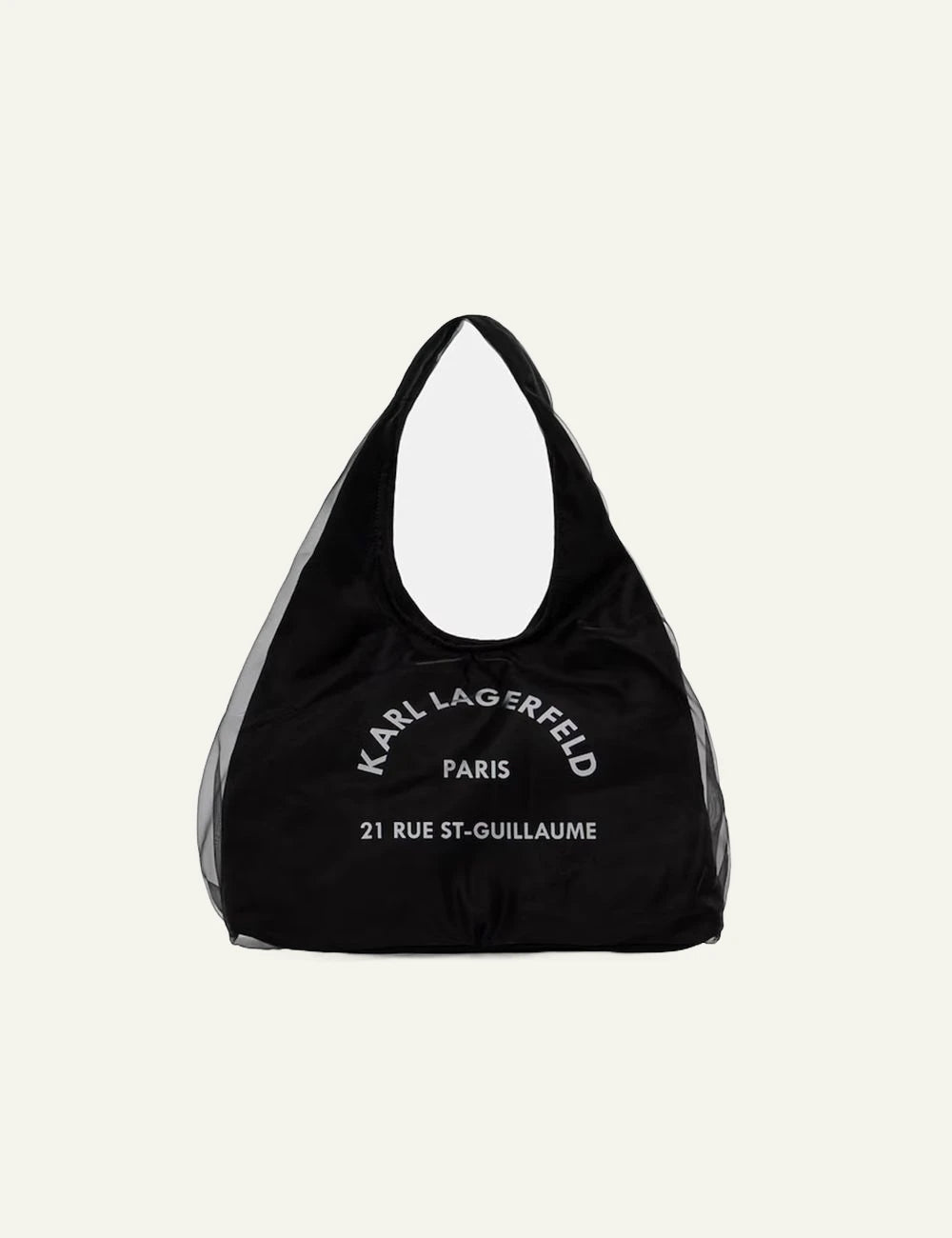 Karl Lagerfeld black hobo bag with logo print and sheer mesh side panels