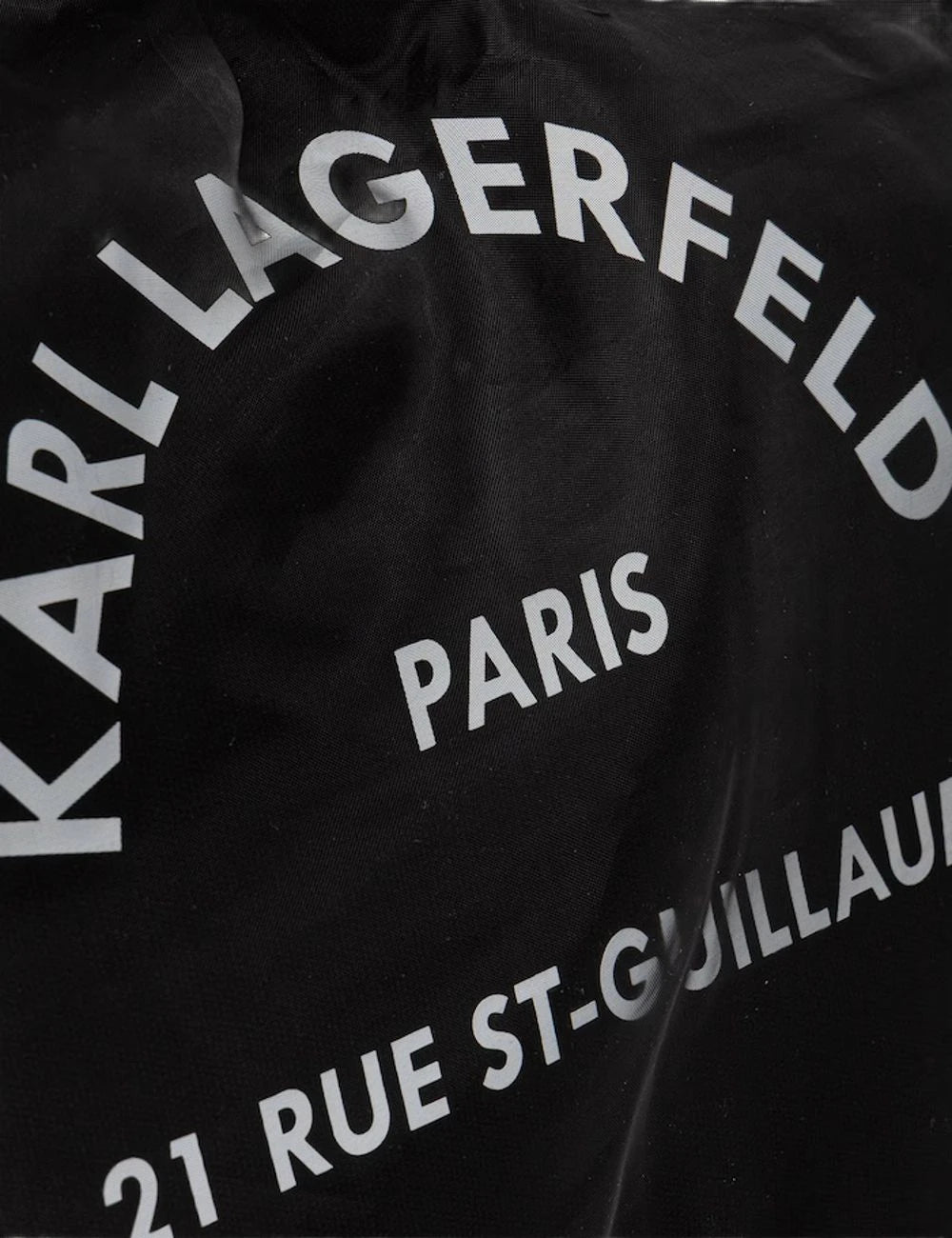 Karl Lagerfeld black hobo bag with logo print and sheer mesh side panels detail logo