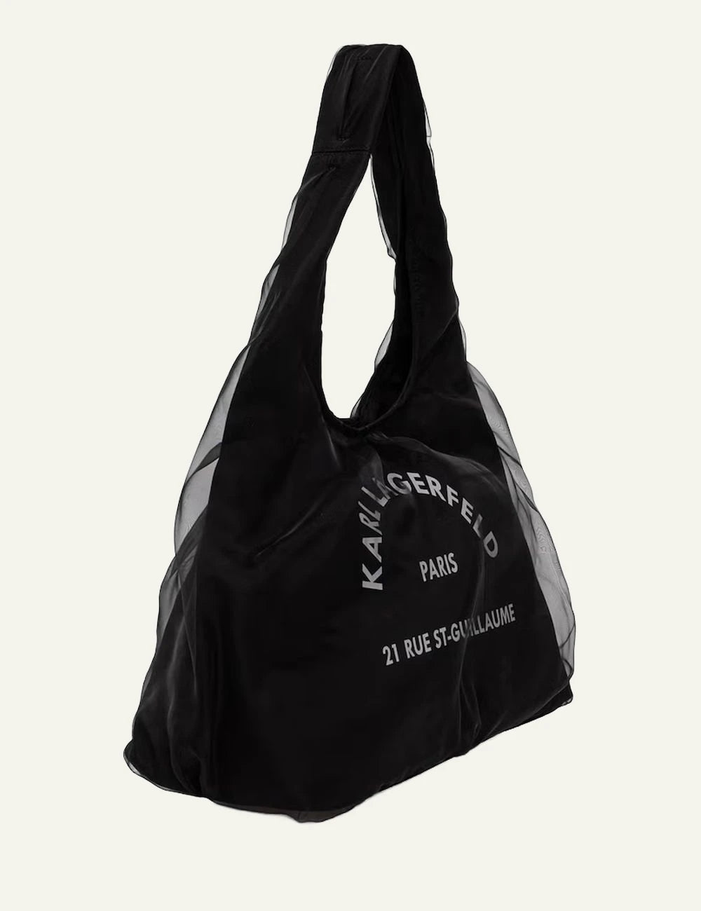 Karl Lagerfeld black hobo bag with logo print and sheer mesh side panels side