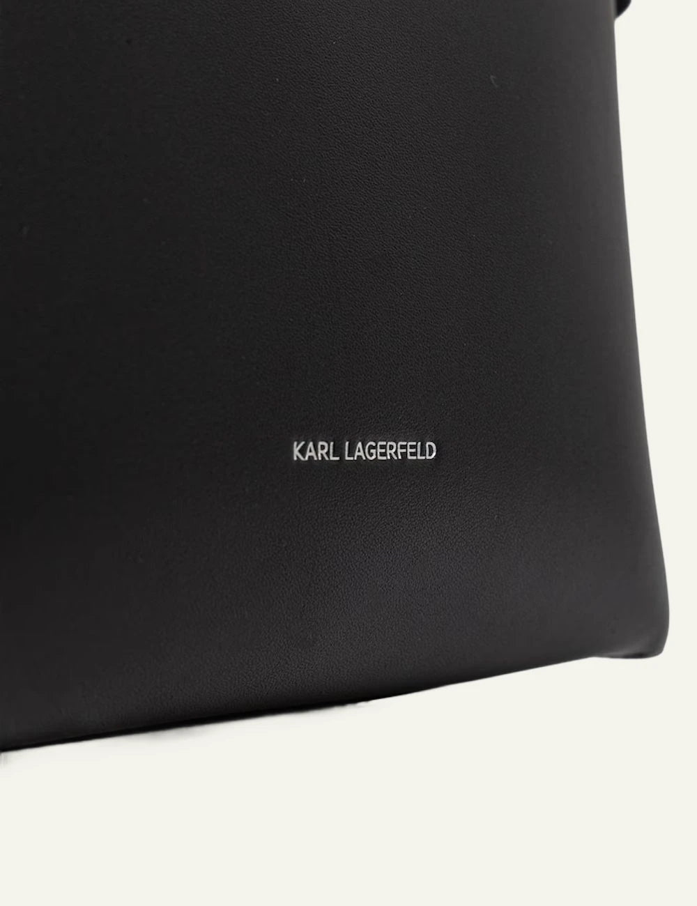 Karl Lagerfeld black leather toiletry bag with embossed Rue St-Guillaume logo detail