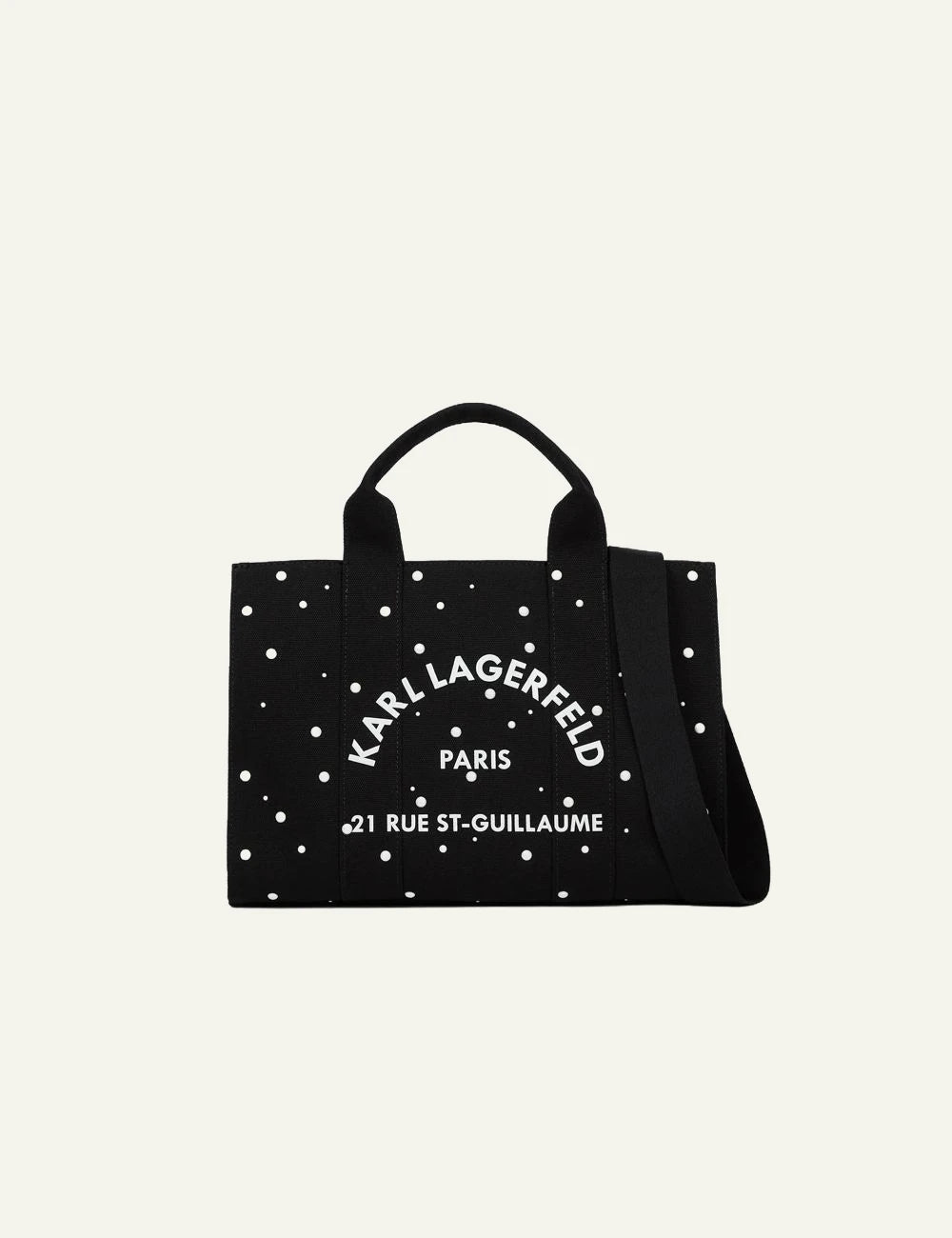 Karl Lagerfeld black medium tote bag with faux pearl embellishments