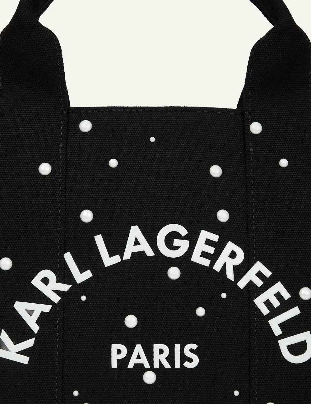 Karl Lagerfeld black medium tote bag with faux pearl embellishments logo detail