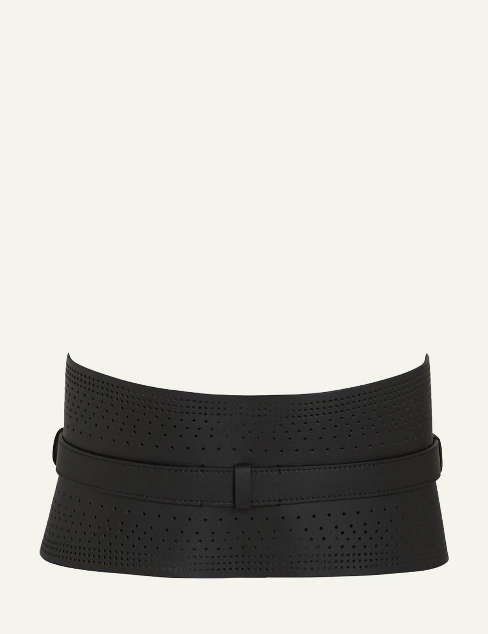 Karl Lagerfeld black perforated waist belt with gold logo back