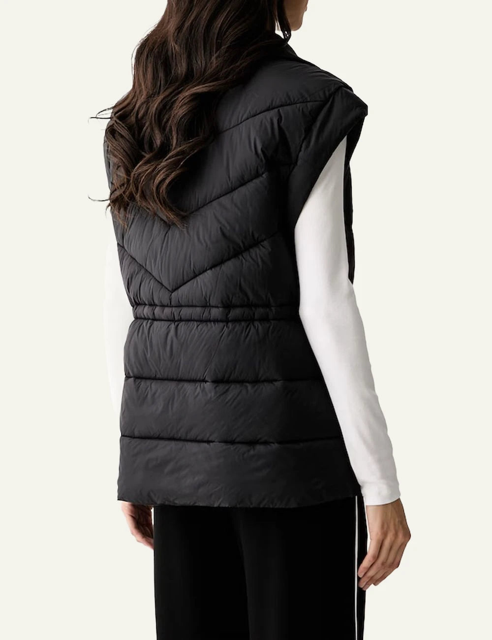 Karl Lagerfeld black quilted padded vest with signature embroidery back