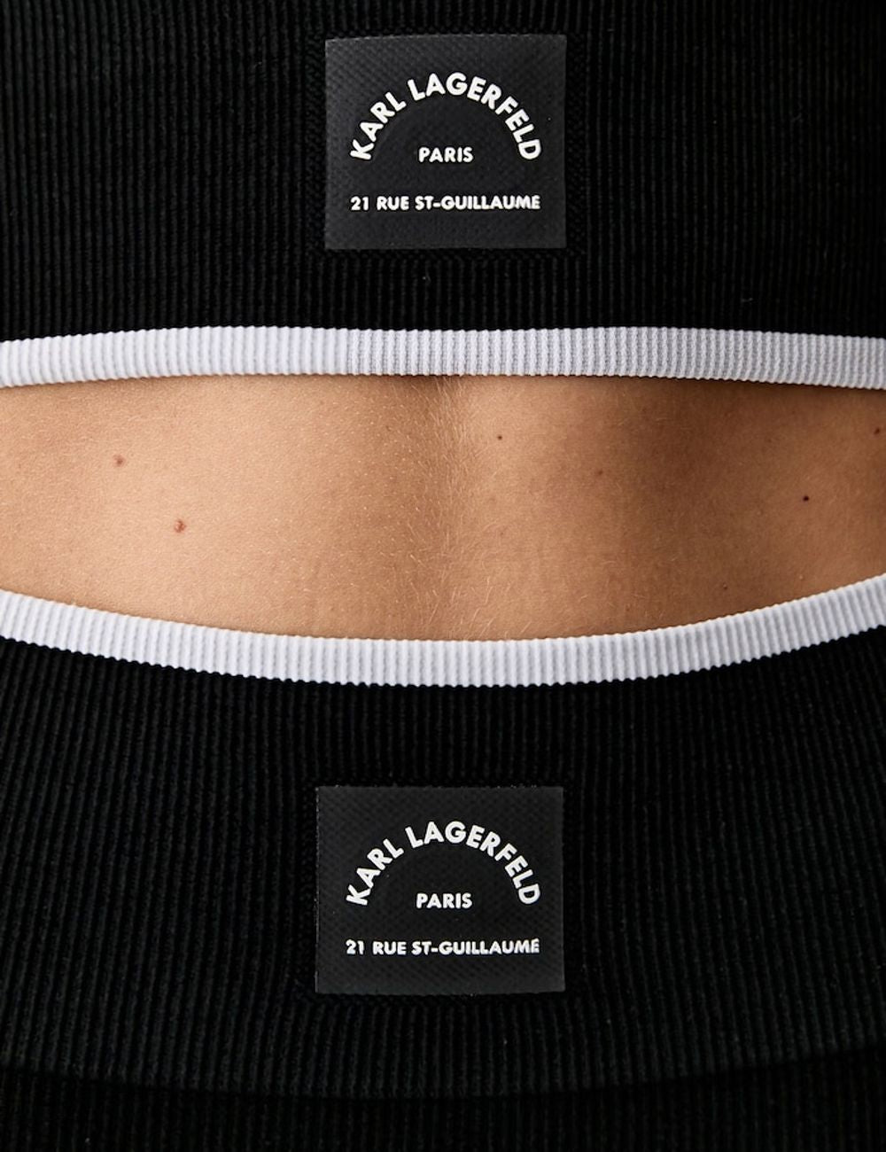 Karl Lagerfeld black rib leggings with logo waistband back detail