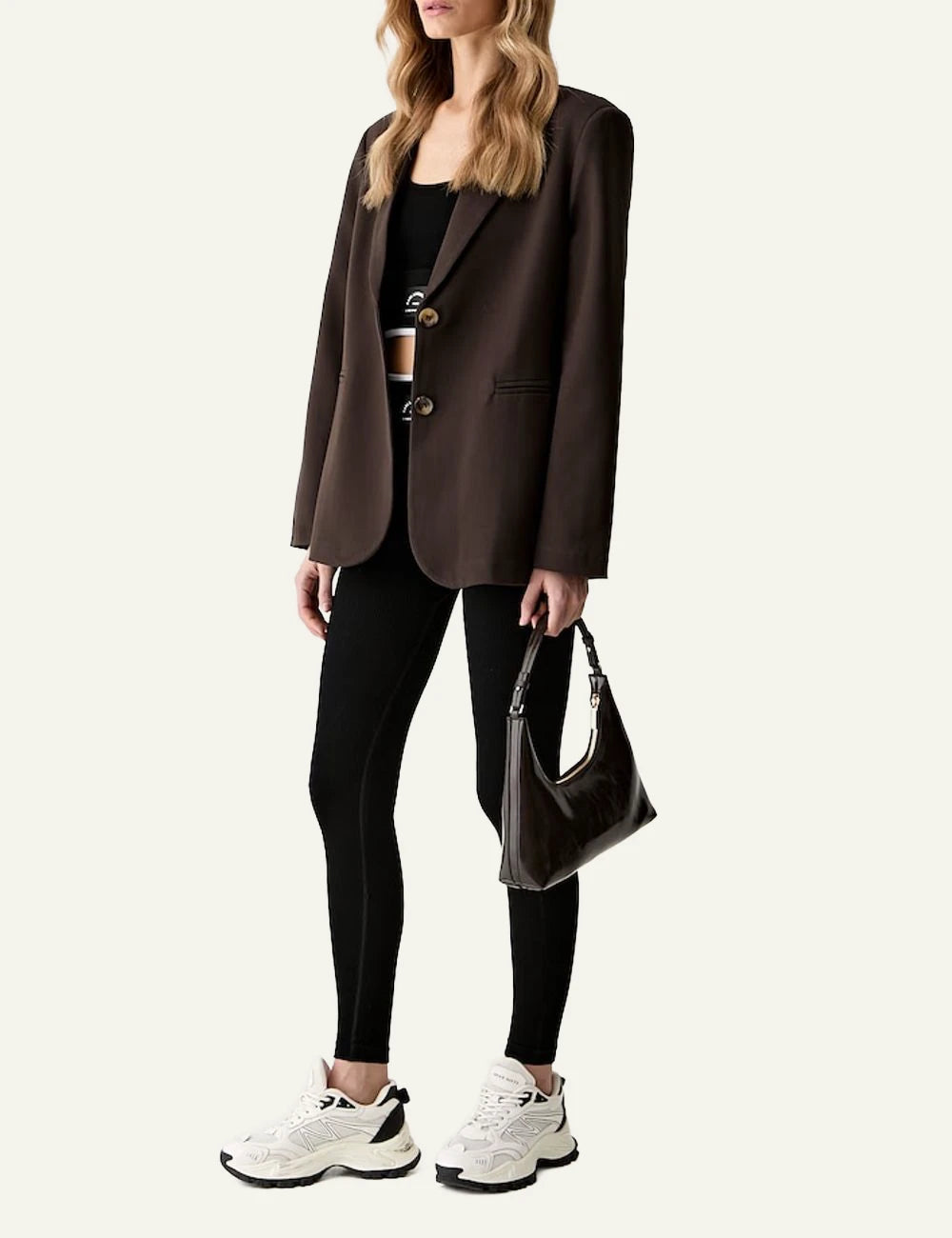 Karl Lagerfeld black rib leggings with logo waistband  full body