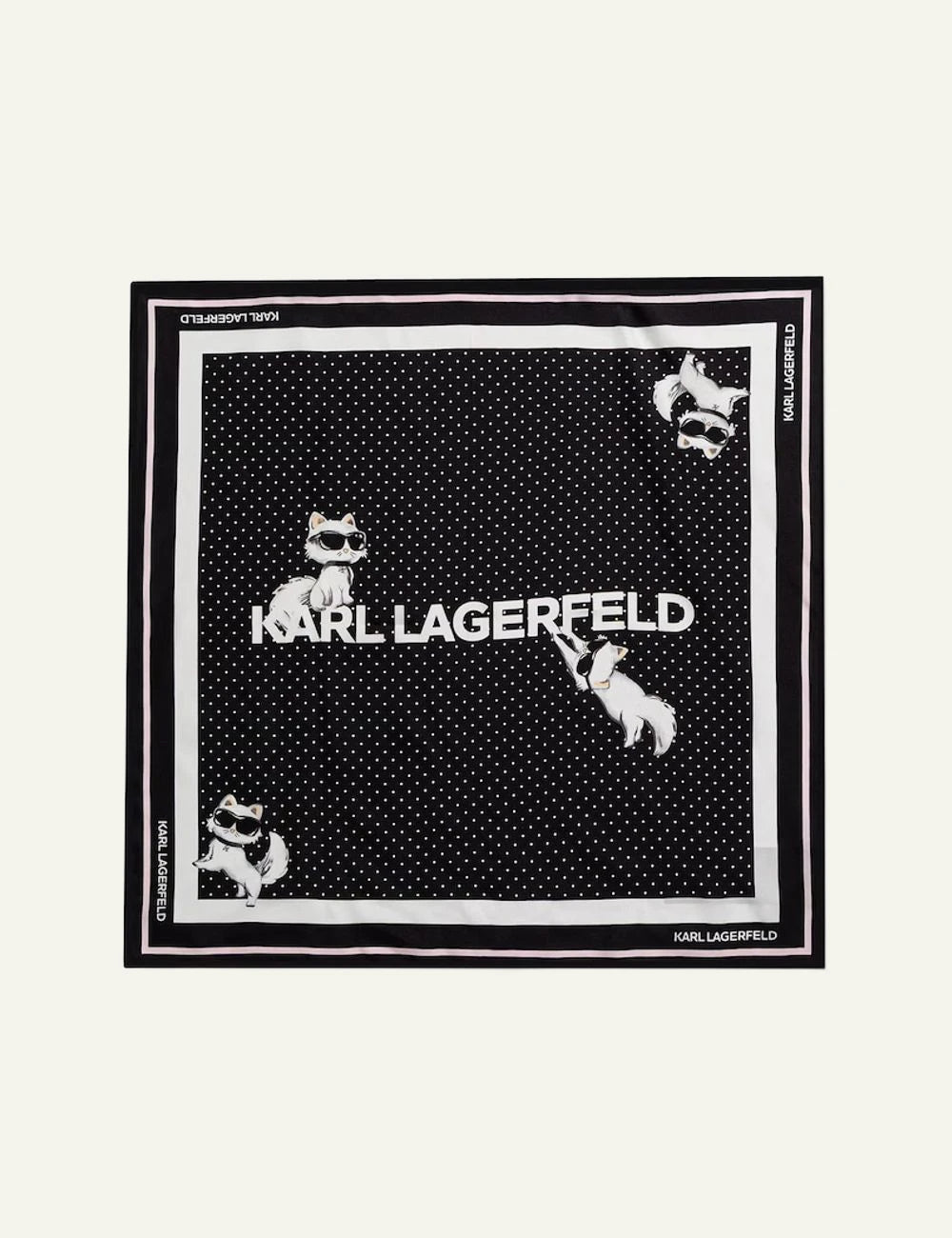 Karl Lagerfeld black silk square scarf with Choupette print