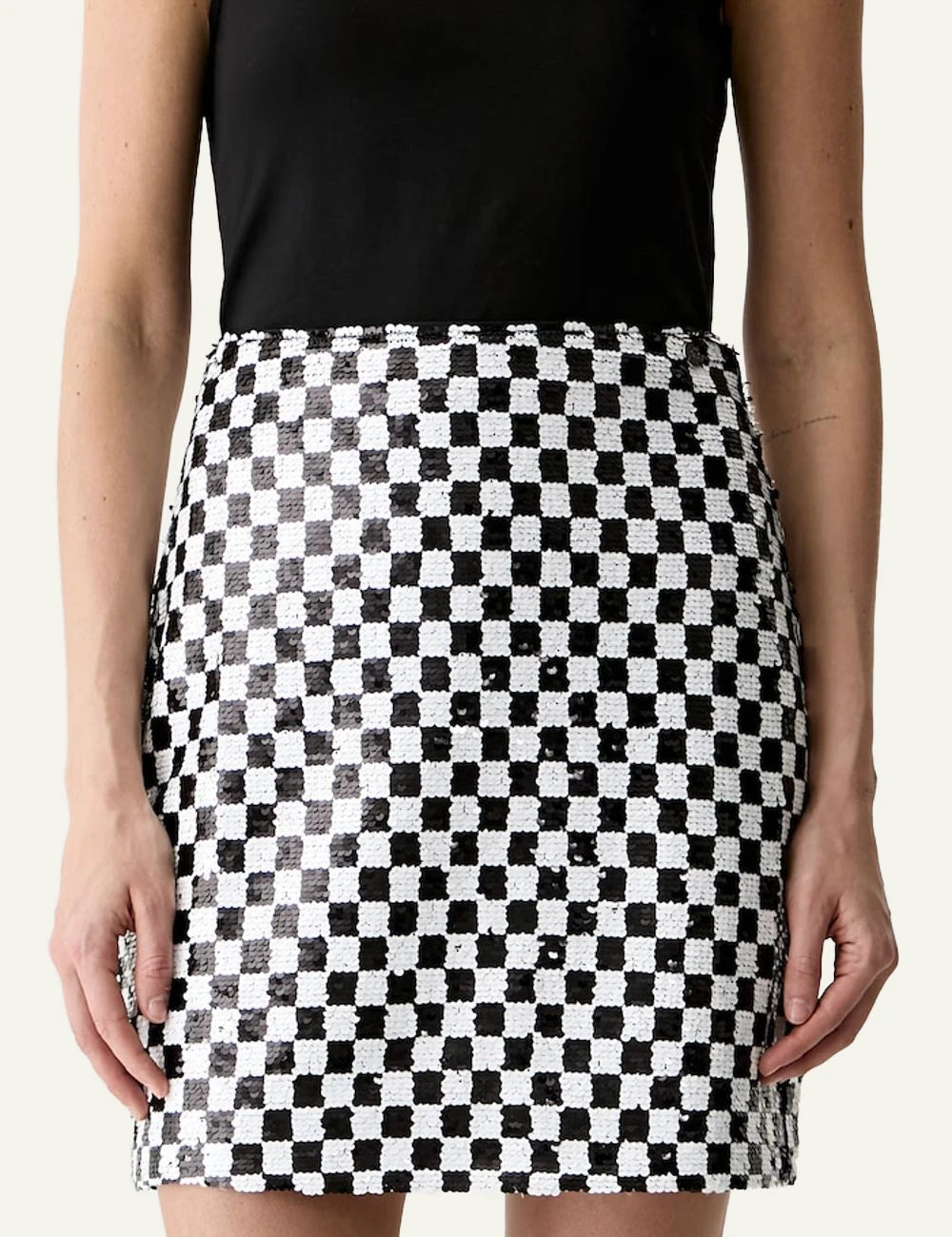 Karl Lagerfeld black and white check sequin mini skirt