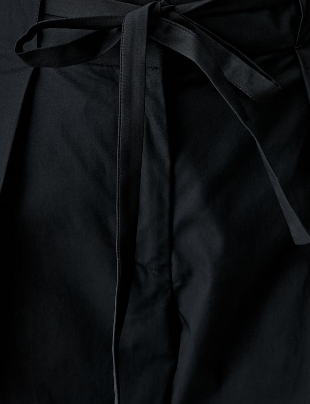 Karl Lagerfeld black wide leg cotton trousers with high waist and waist tie detail