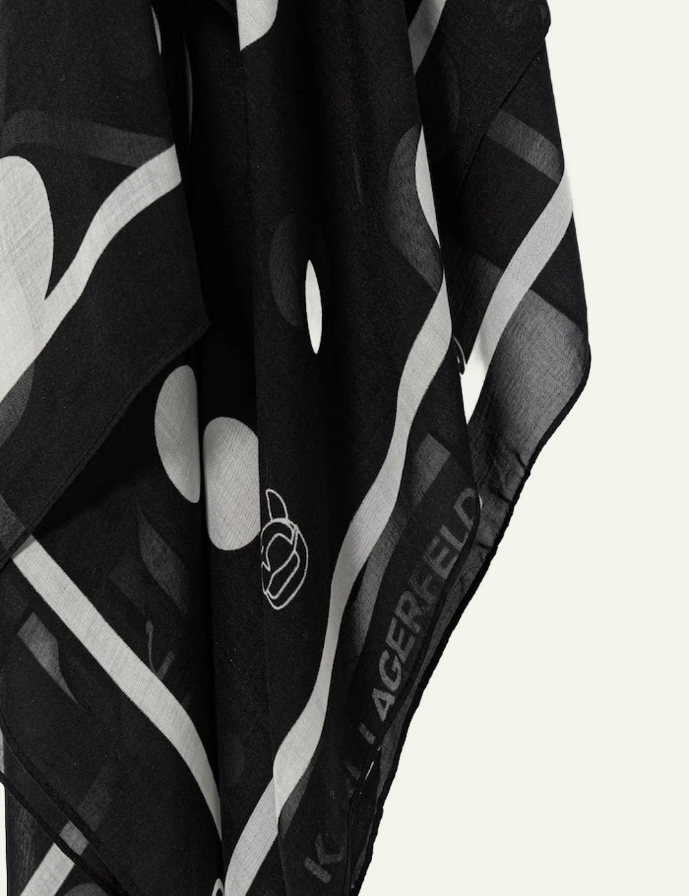 Karl Lagerfeld black women's polka dot square scarf detail