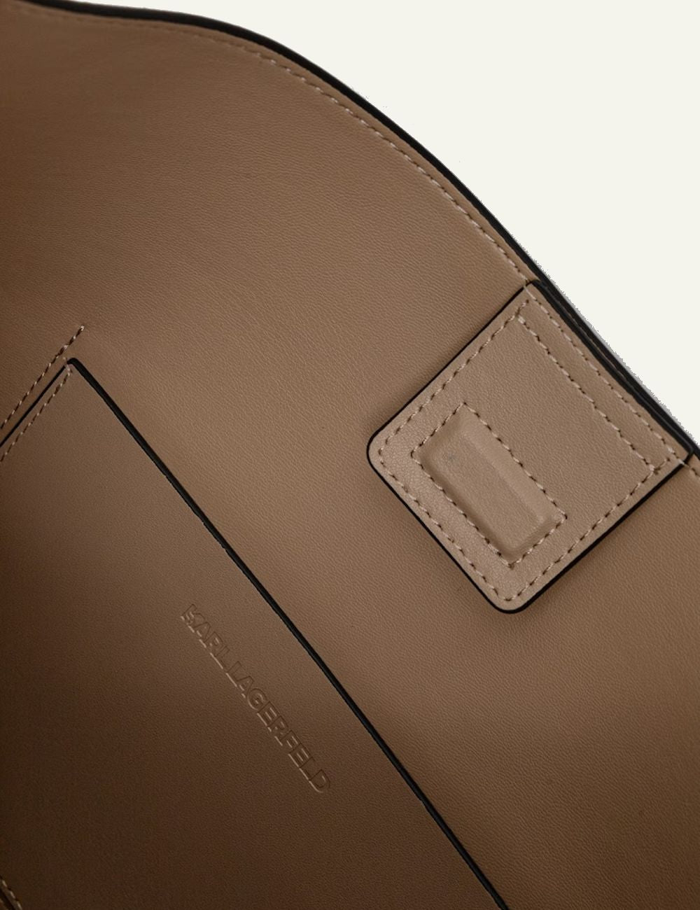 Karl Lagerfeld brown suede shopper shoulder bag with perforated Rue St-Guillaume logo top