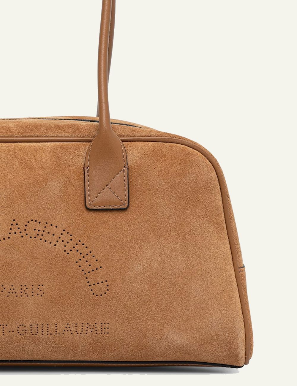 Karl Lagerfeld brown suede shoulder bag with front logo patch detail
