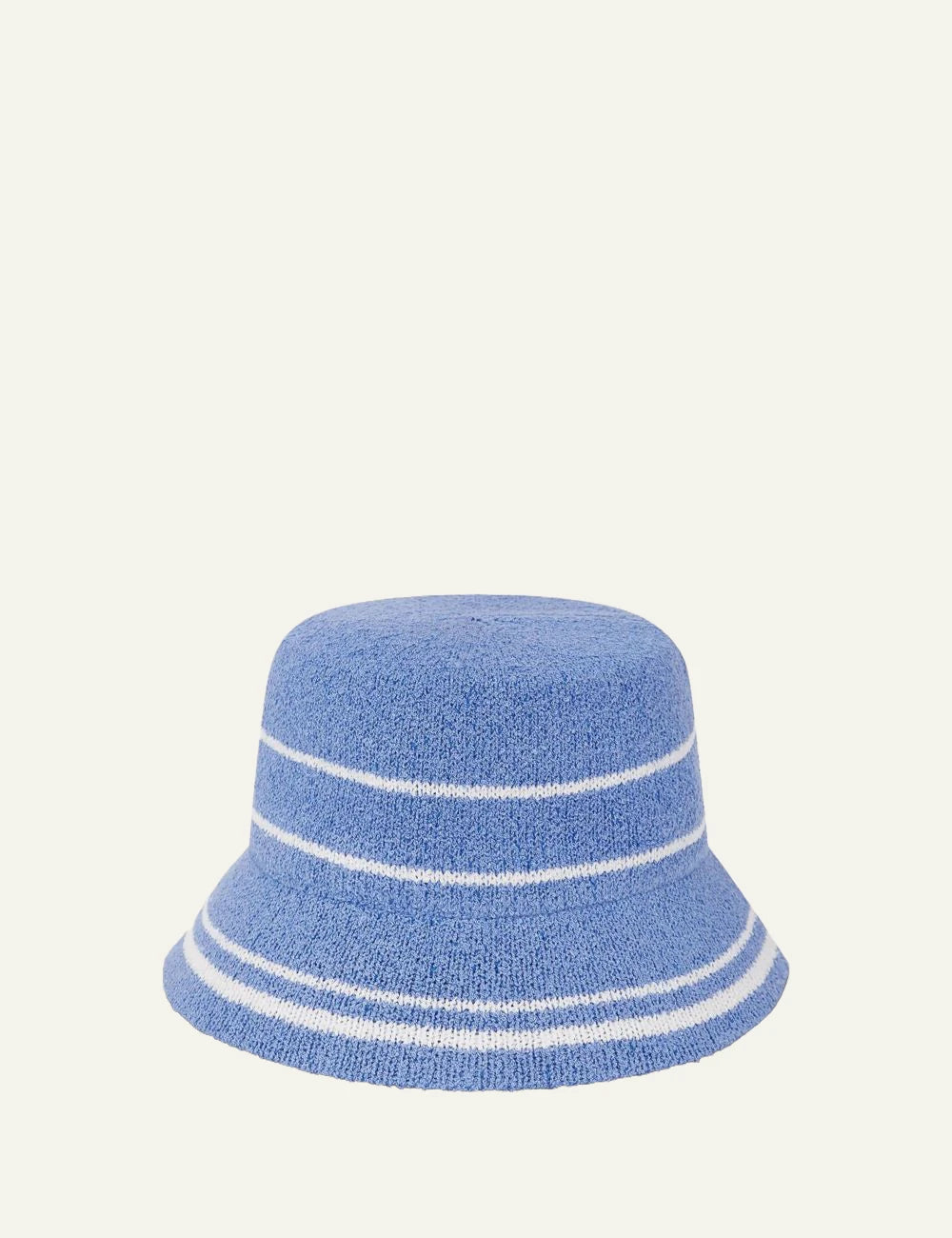 Karl Lagerfeld bucket hat blue knit white stripes Karl logo back view