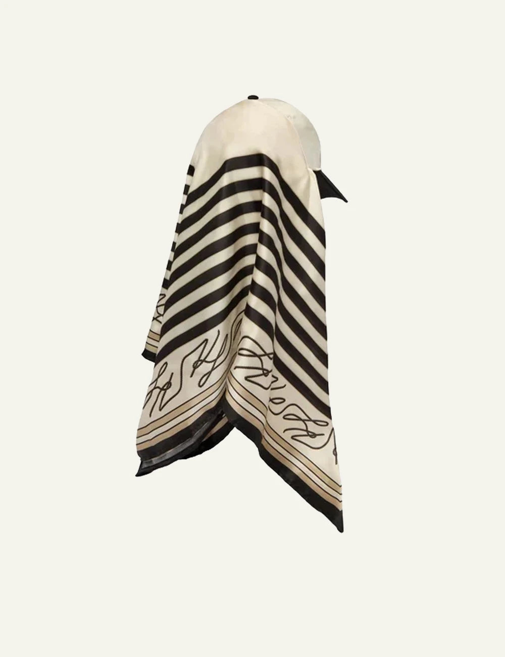 Karl Lagerfeld cap scarf combo black beige logo stripes detail back view