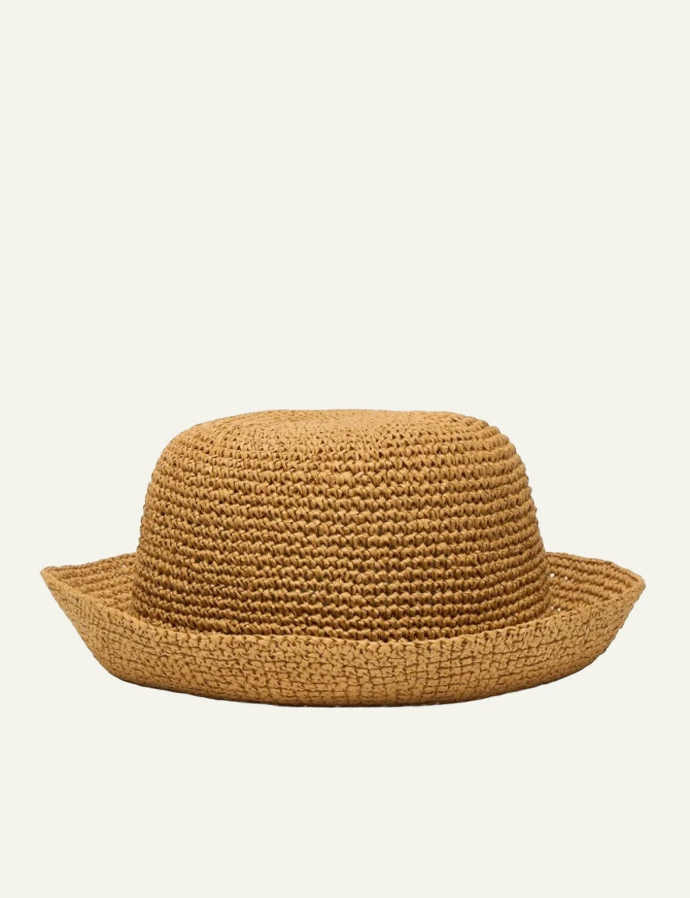Karl Lagerfeld crochet bucket hat beige short brim logo back view