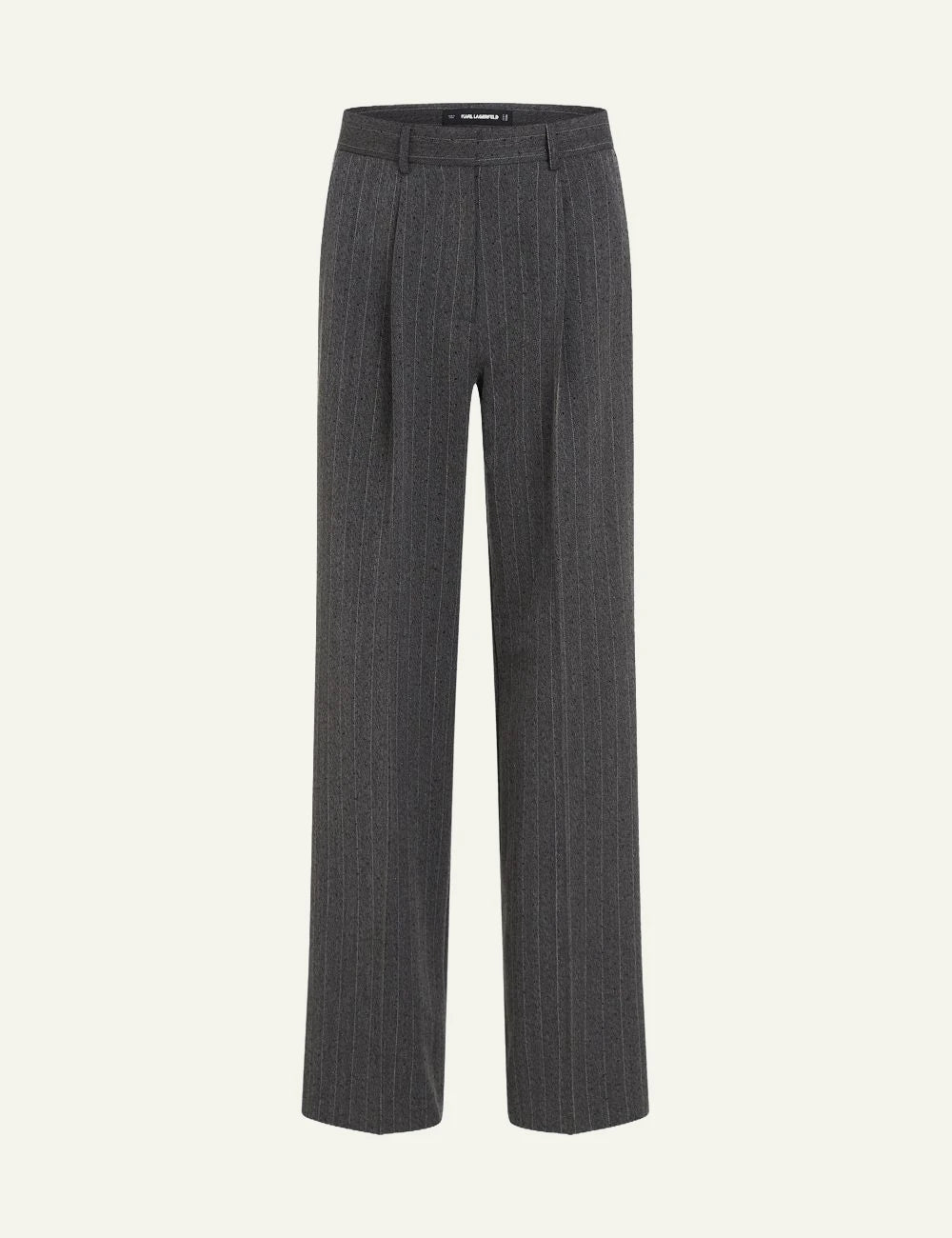 Karl Lagerfeld grey pinstripe straight leg trousers with black rhinestones