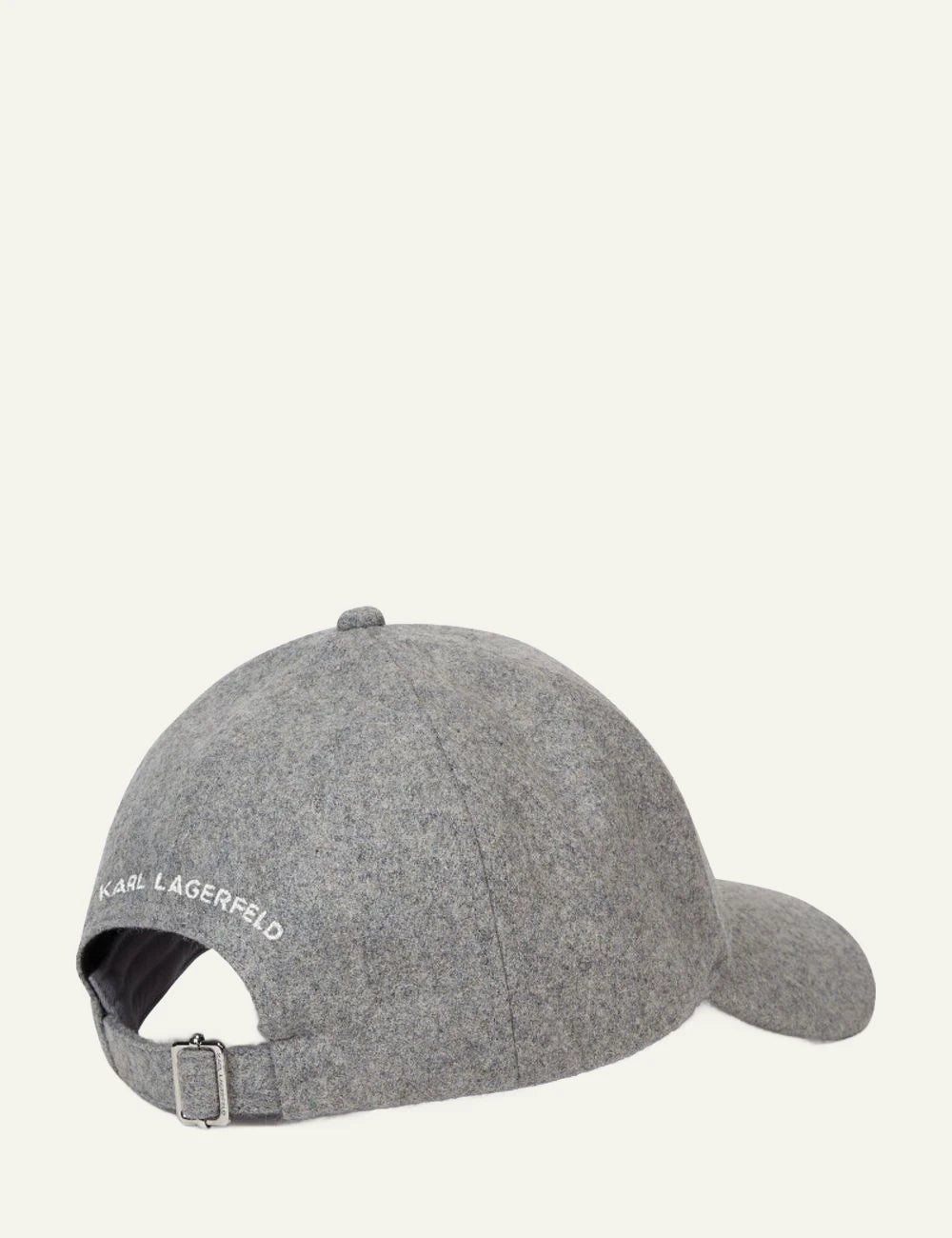 Karl Lagerfeld light grey melange wool baseball cap with pearl logo back