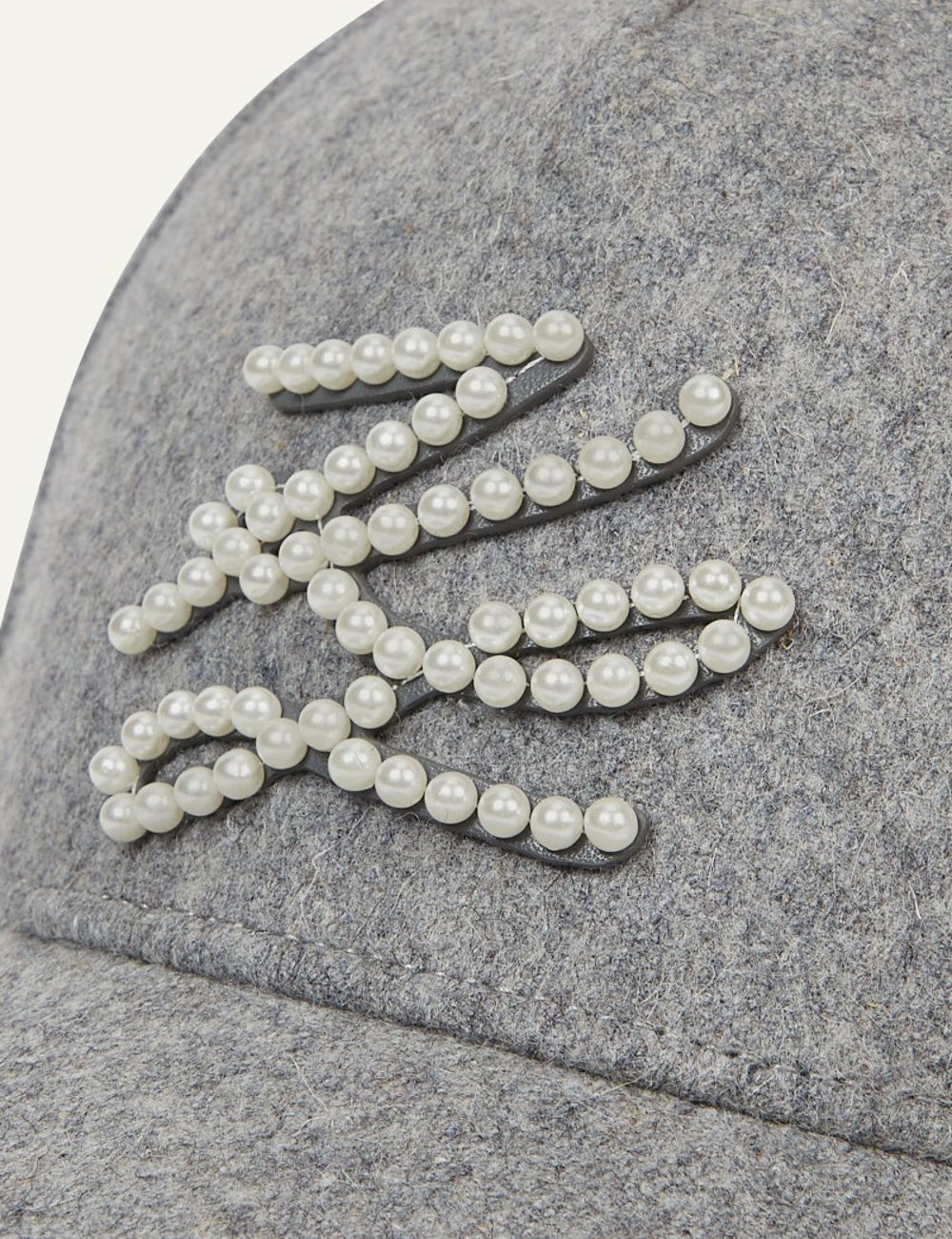 Karl Lagerfeld light grey melange wool baseball cap with pearl logo detail