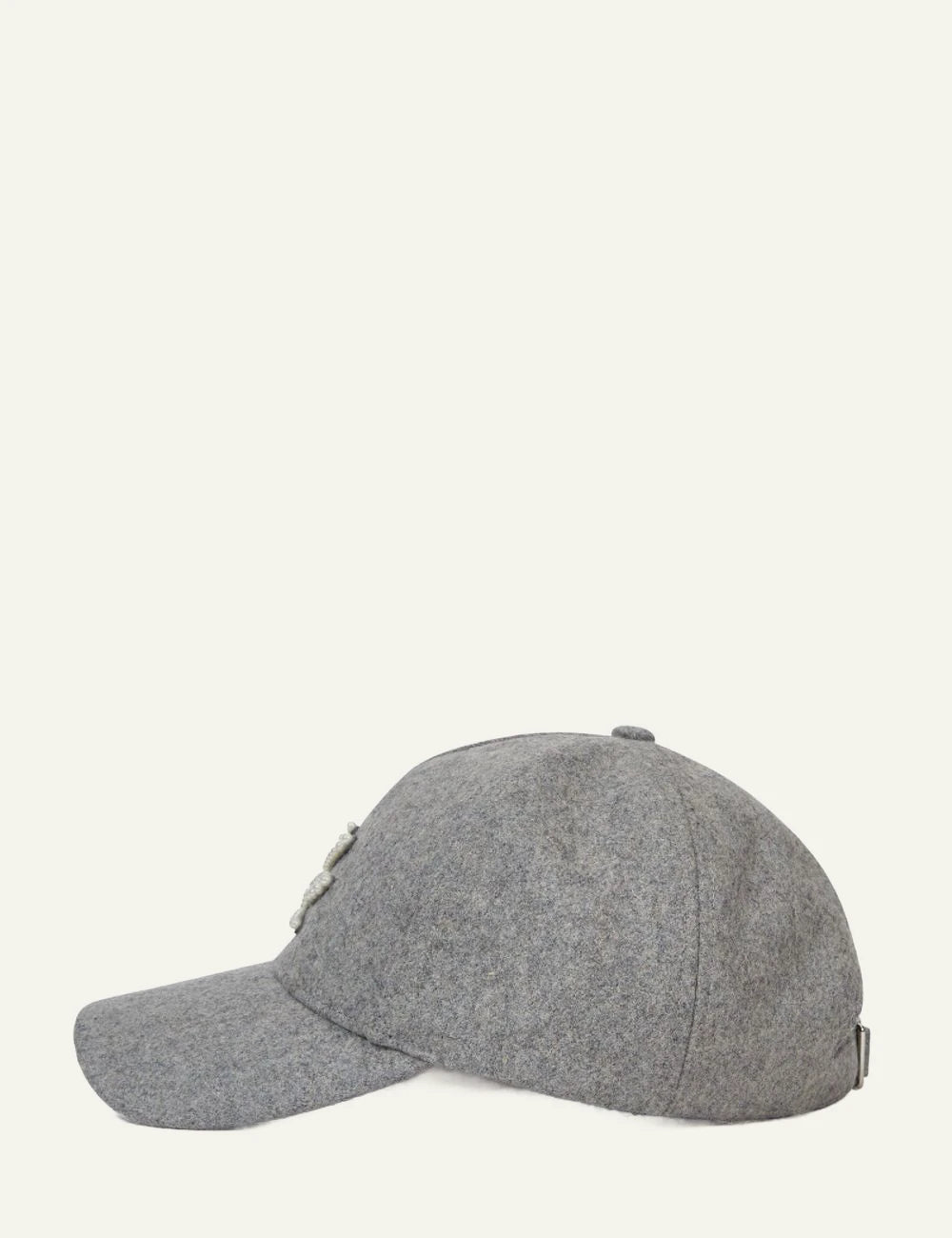 Karl Lagerfeld light grey melange wool baseball cap with pearl logo side