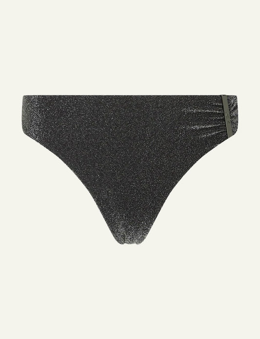 Karl Lagerfeld metallic bikini bottom high waist cheeky black front flat view